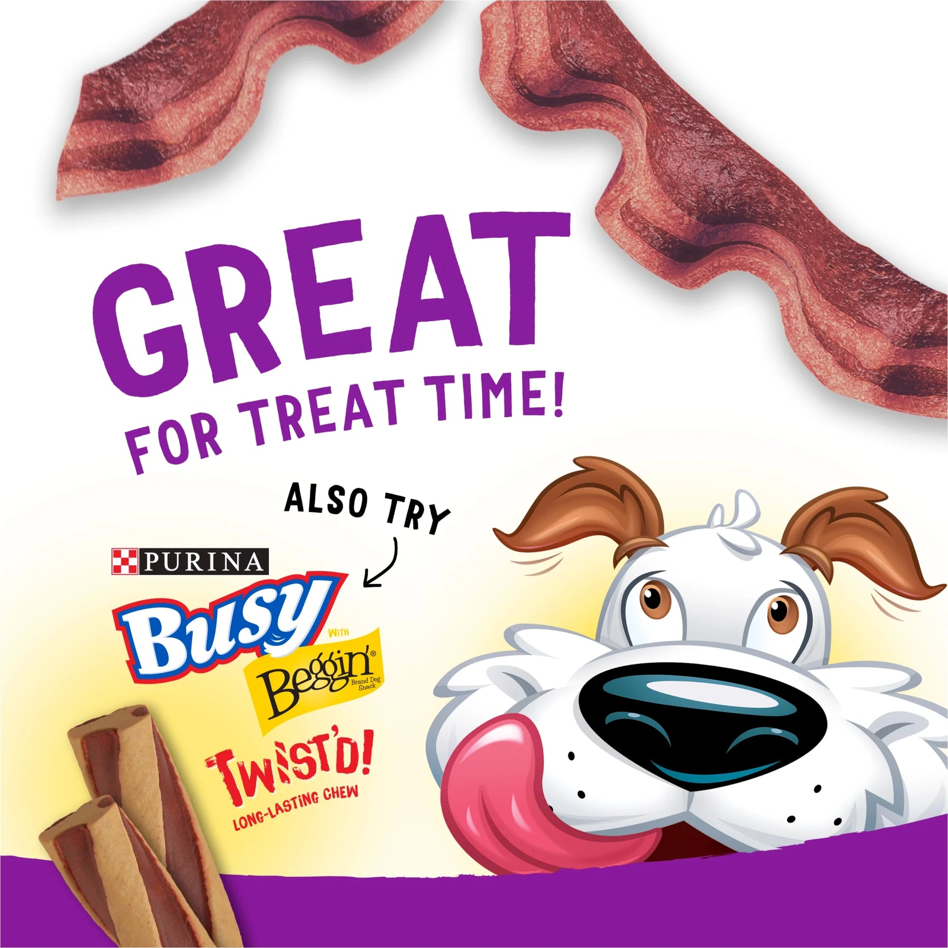 Purina  Strips Dog Treats with Real Bacon and Beef Flavors, Tender Chews, 25 oz Pouch