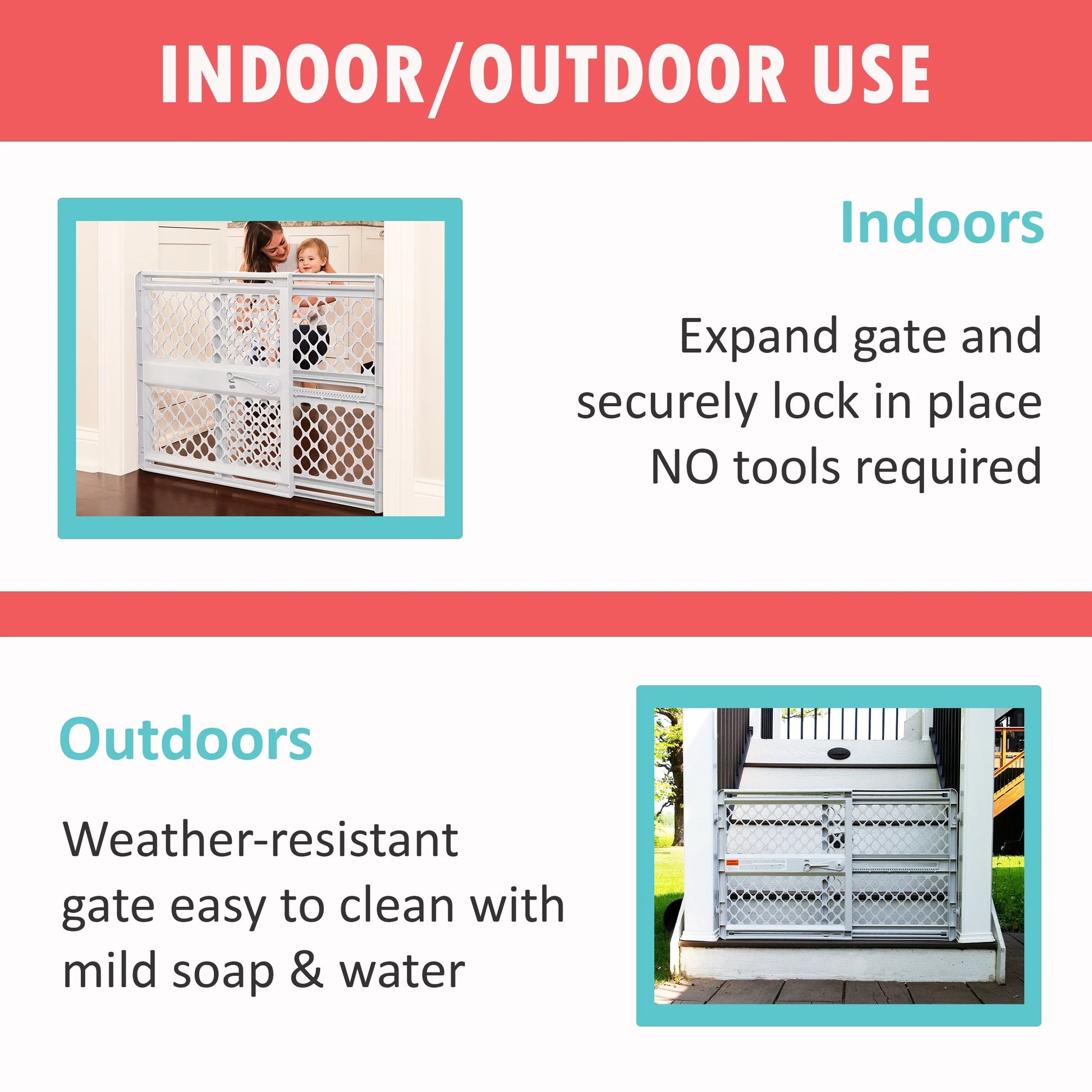 Supergate Explorer Baby Safety Gate, 26"-42", Gray Plastic