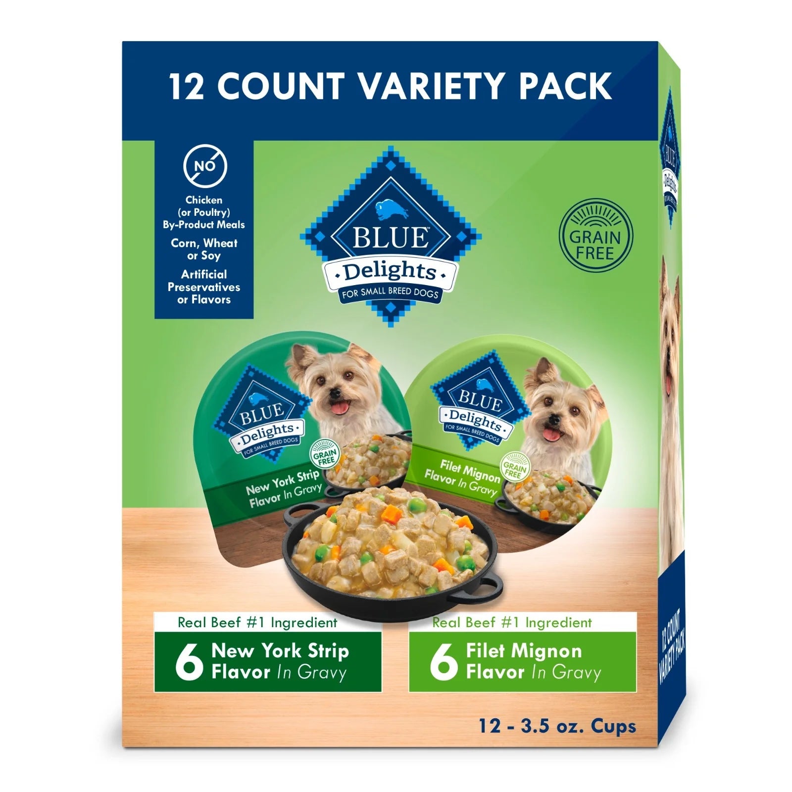 Delights Small Breed Wet Dog Food Variety Pack - Filet Mignon & New York Strip Flavors