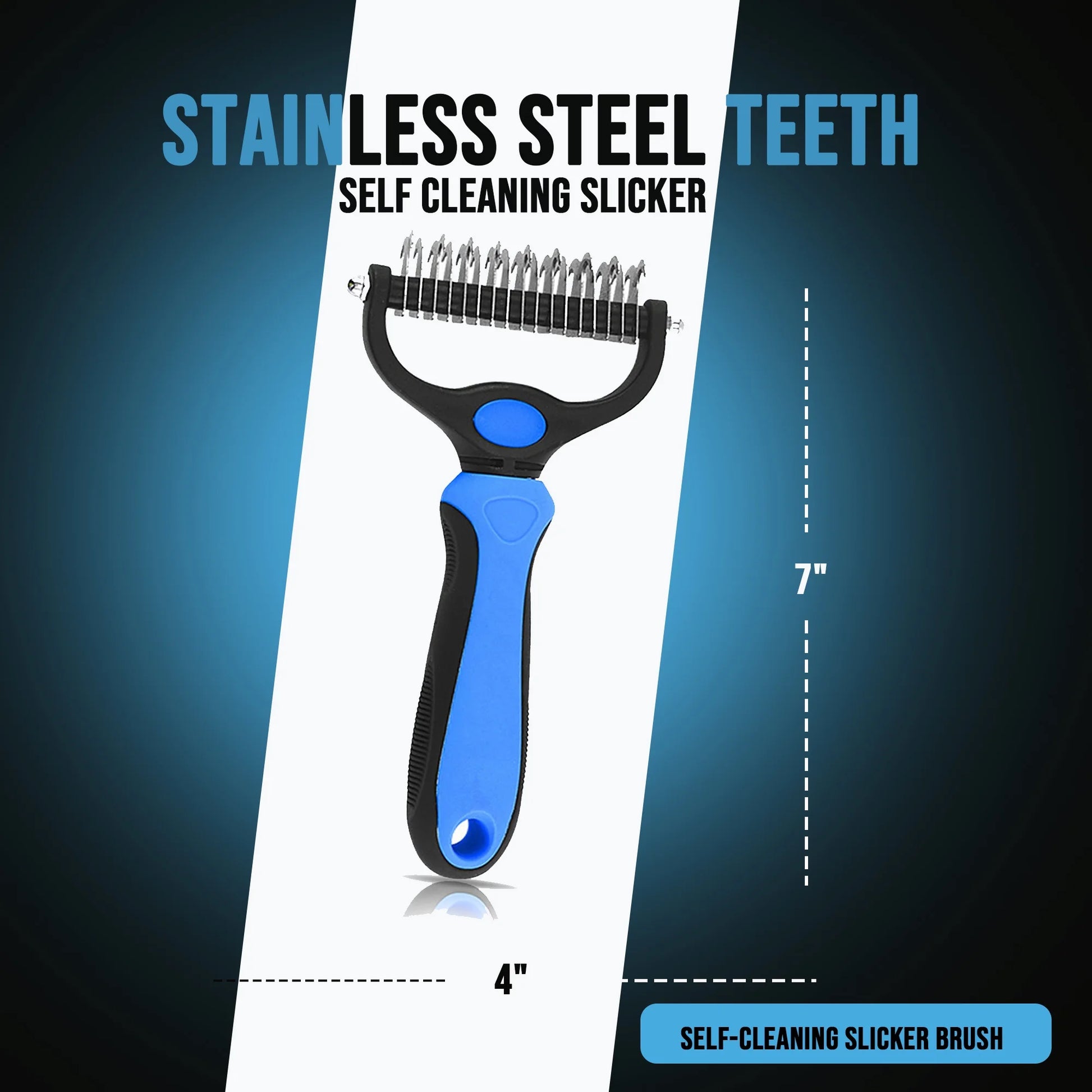 Pet Hair Brush & Grooming Comb Set - Self Cleaning Slicker Brush & Deshedding Comb for Dogs & Cats