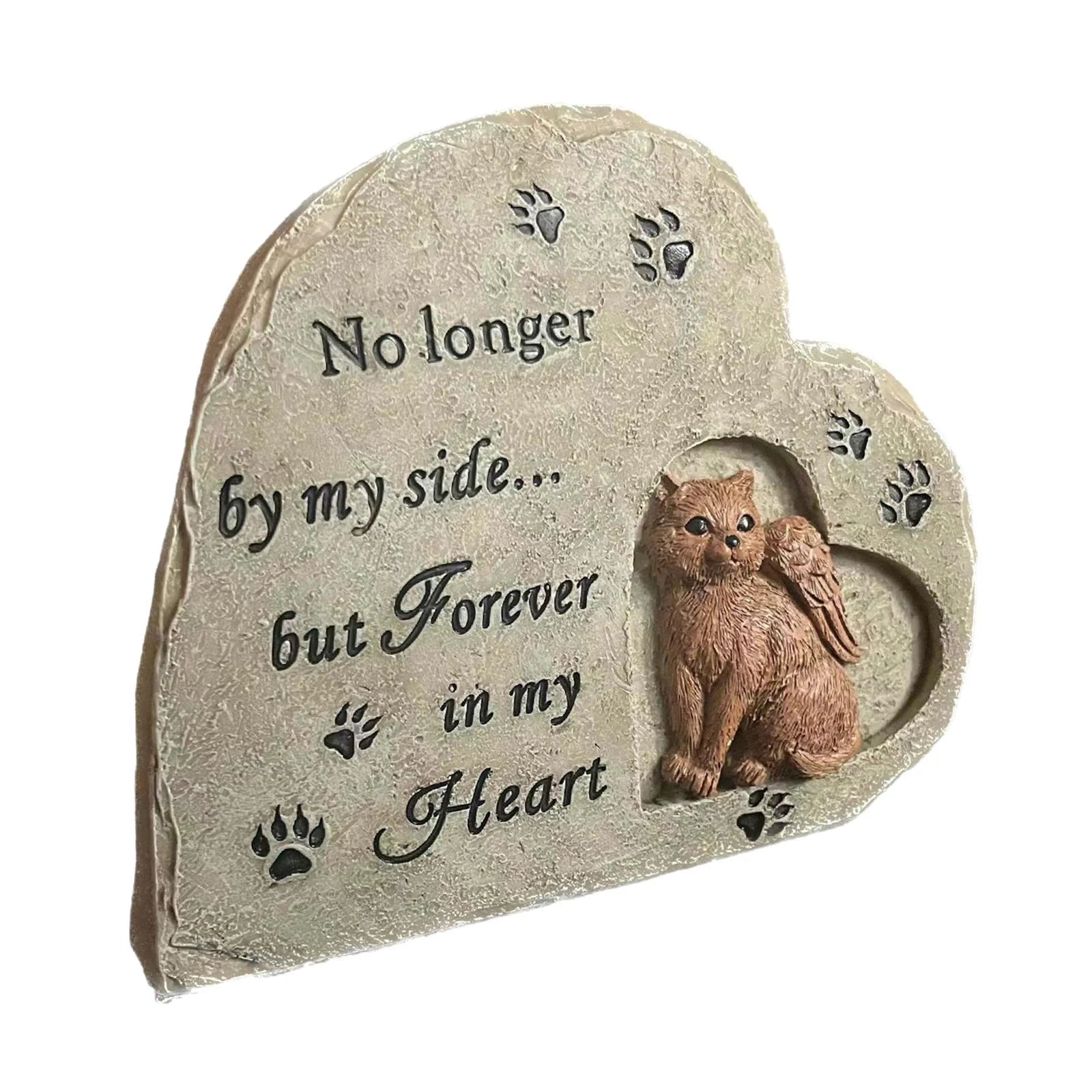 Pet Cat Memorial Stone Resin Cat Statues with Angel for Porch Outdoors Lawn