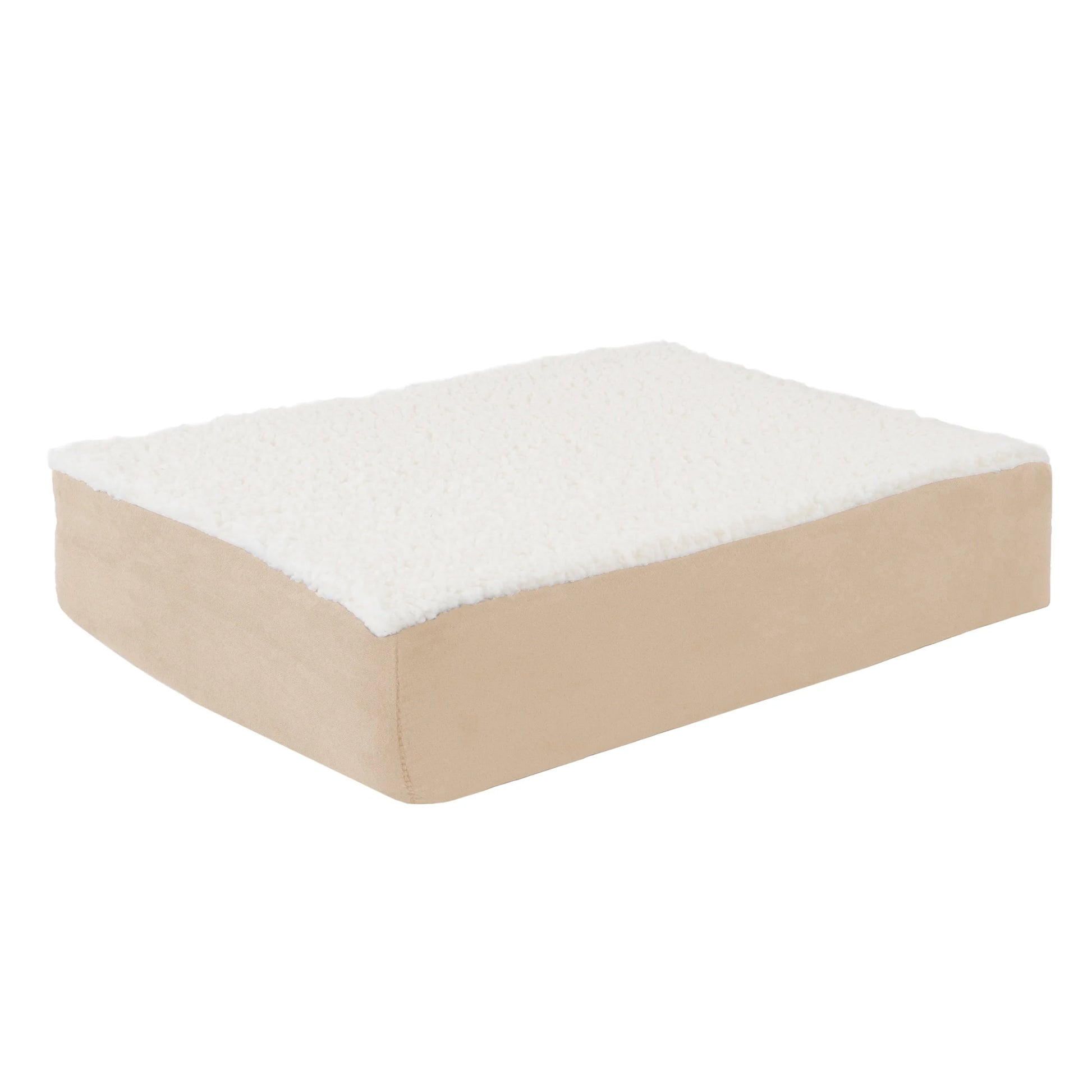 PETMAKER Orthopedic Memory Foam Orthopedic Pet Bed with Sherpa Top - Tan