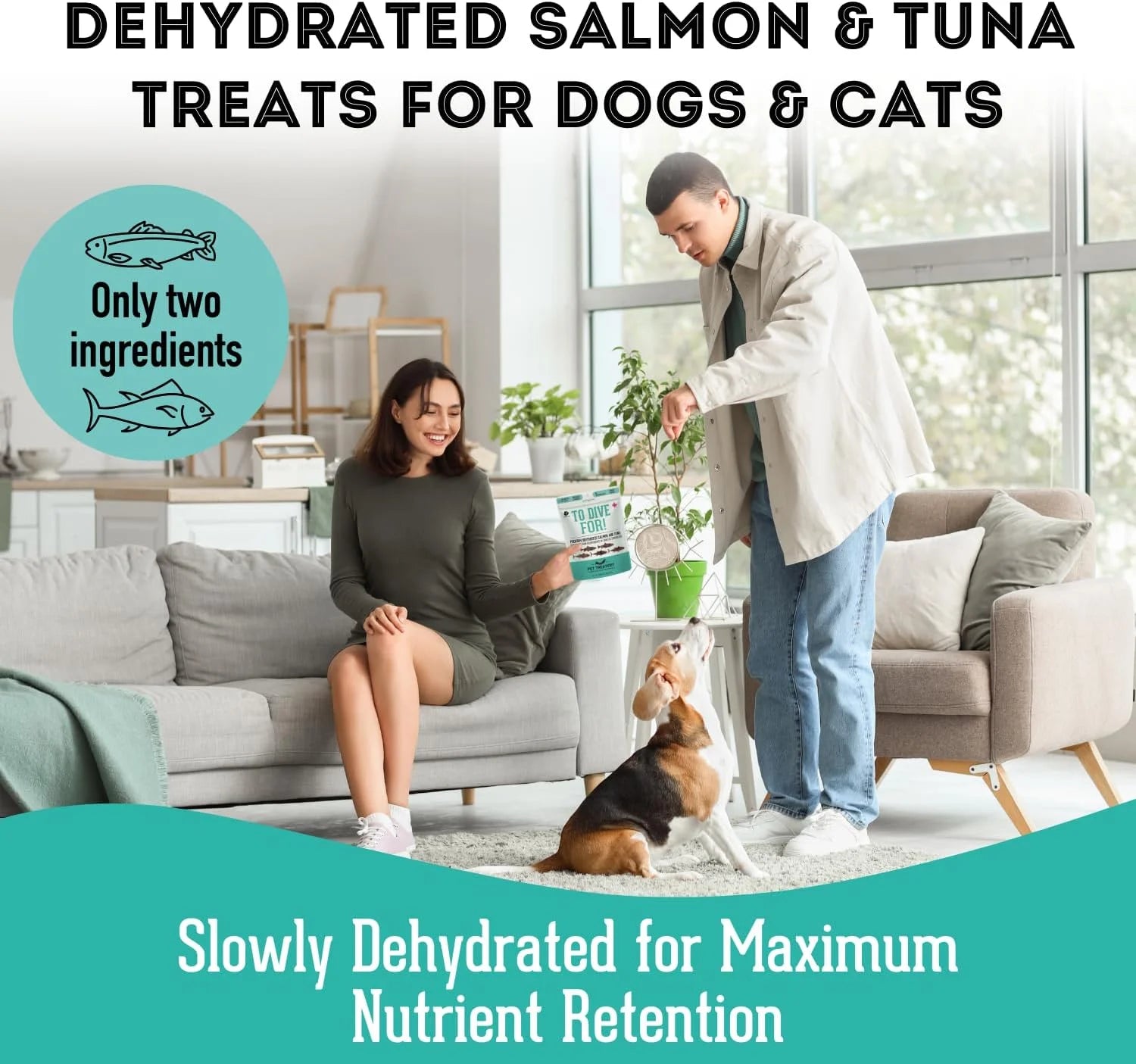 Dehydrated Wild Salmon & Tuna Protein Treats for Dogs and Cats (90g, 1 Pack)