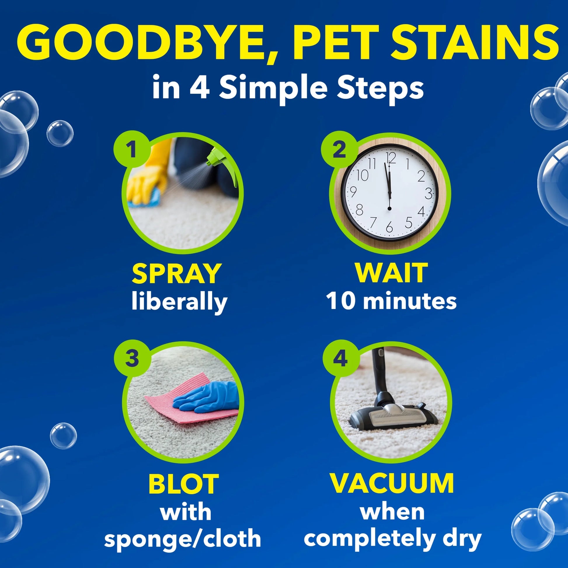 Pet Stain and Odor Remover Spray for Carpets and Rugs, 24 Fl Oz