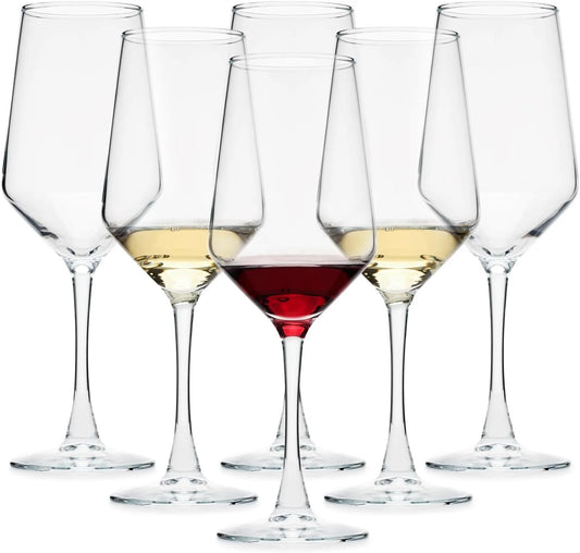 Wine Glasses Set of 6, 13.5Oz Red & White Wine Glasses for Party (Clear)