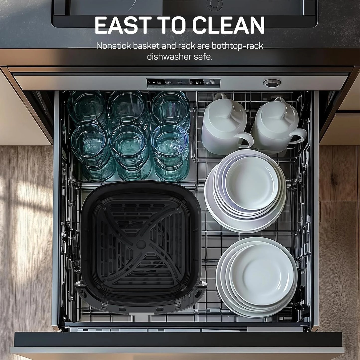 Air Fryer, 6-Quart Smart Air Fryer, 12-In-1 Functions - Air Fry, Roast, Reheat, Dehydrate, Bake, Steam, and More, 400°F Max Temperature, Grey