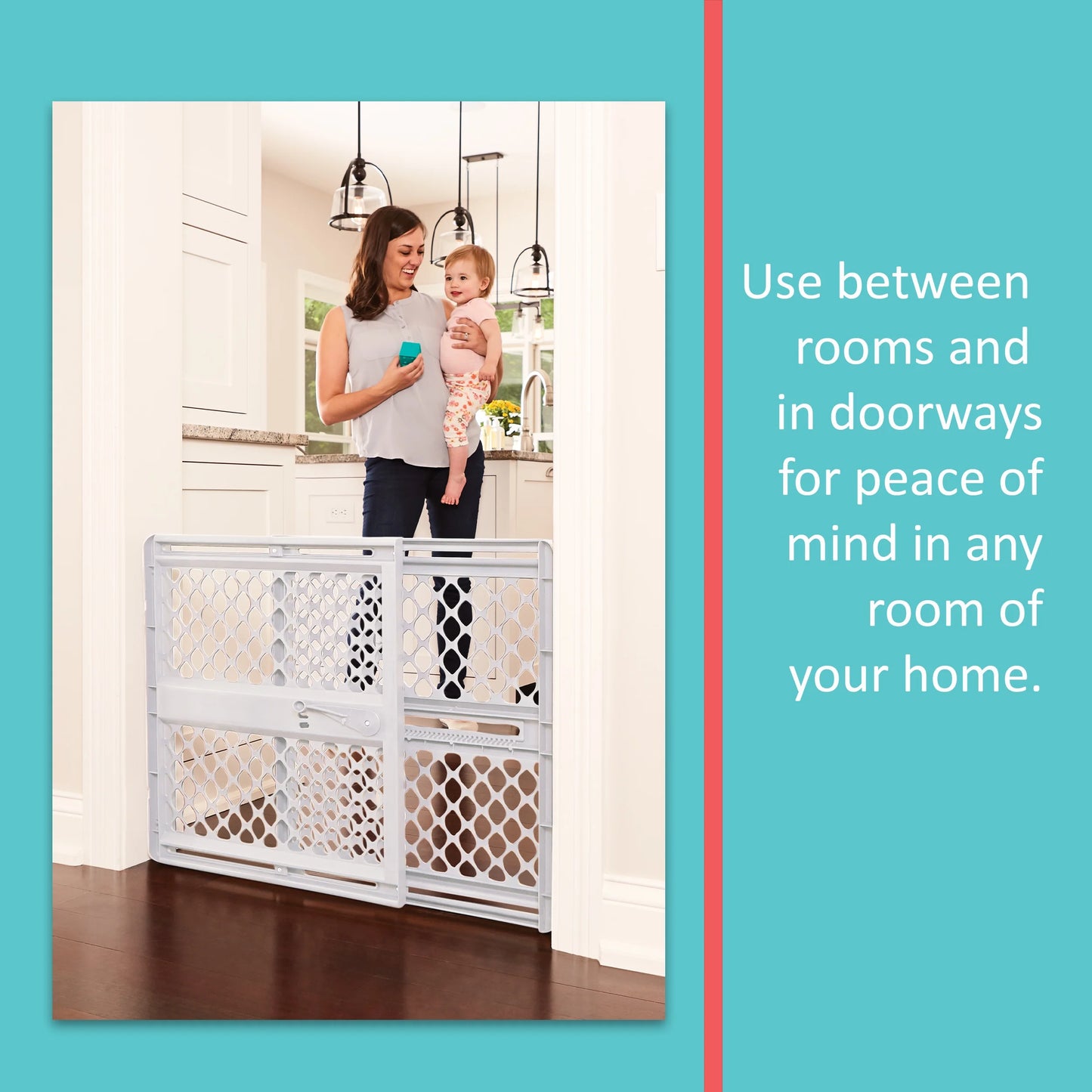 Supergate Explorer Baby Safety Gate, 26"-42", Gray Plastic