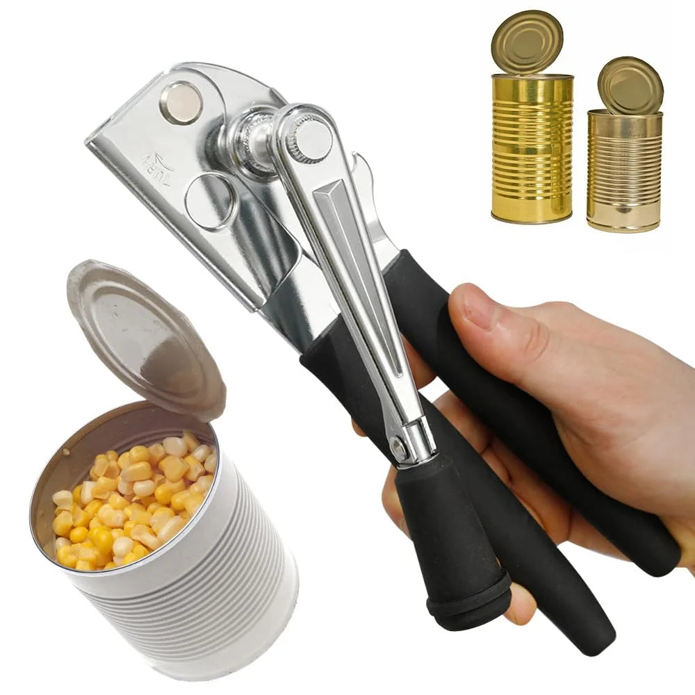 Manual Crank Can Opener,Heavy Duty Commercial with Rubber-Coated Handles