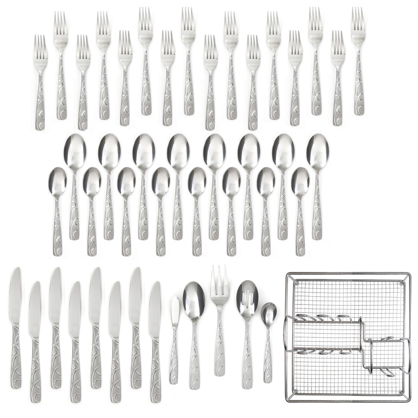 Cambridge Roam Sand 45-Piece Stainless Steel Flatware Set & Hostess Set (Service for 8)