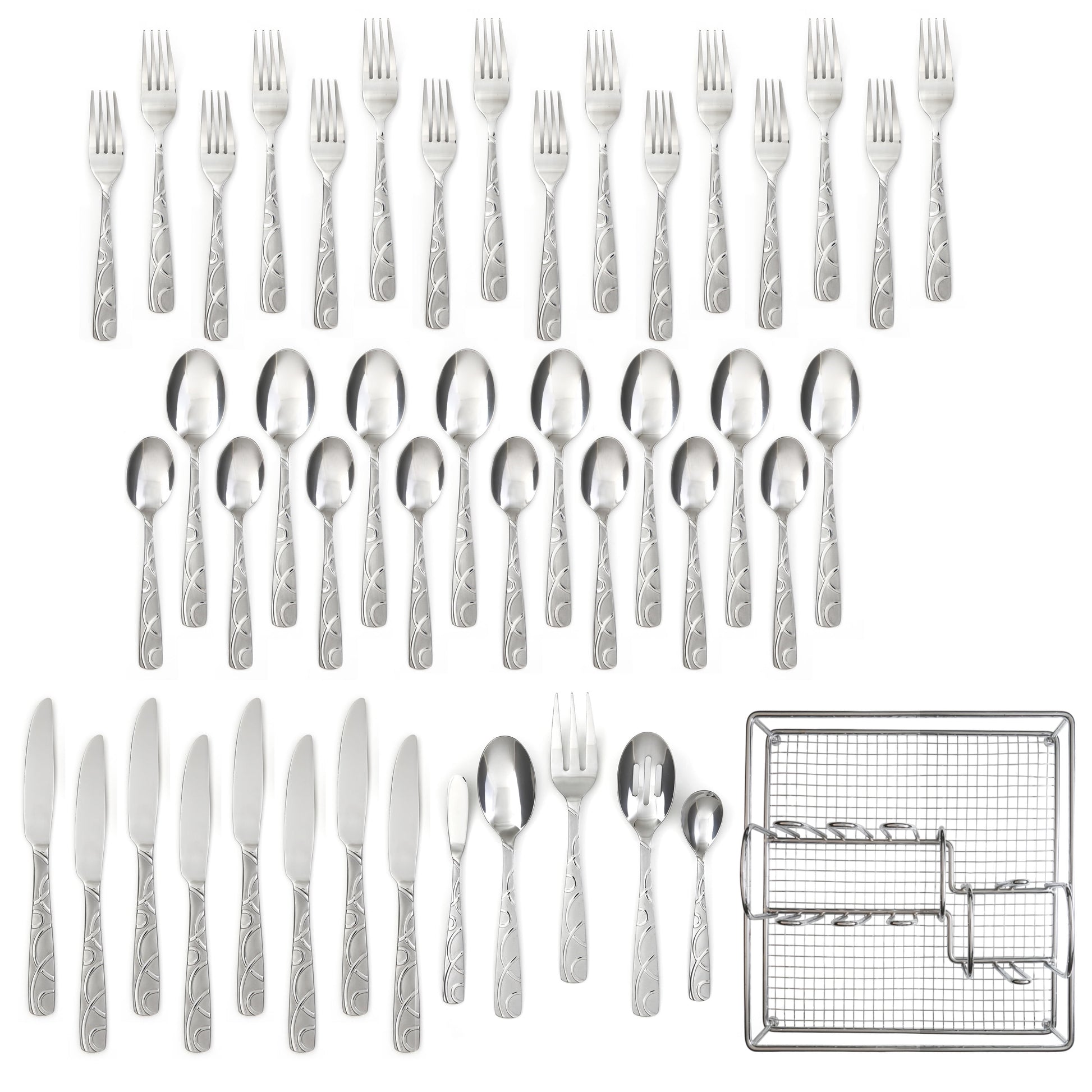 Cambridge Roam Sand 45-Piece Stainless Steel Flatware Set & Hostess Set (Service for 8)