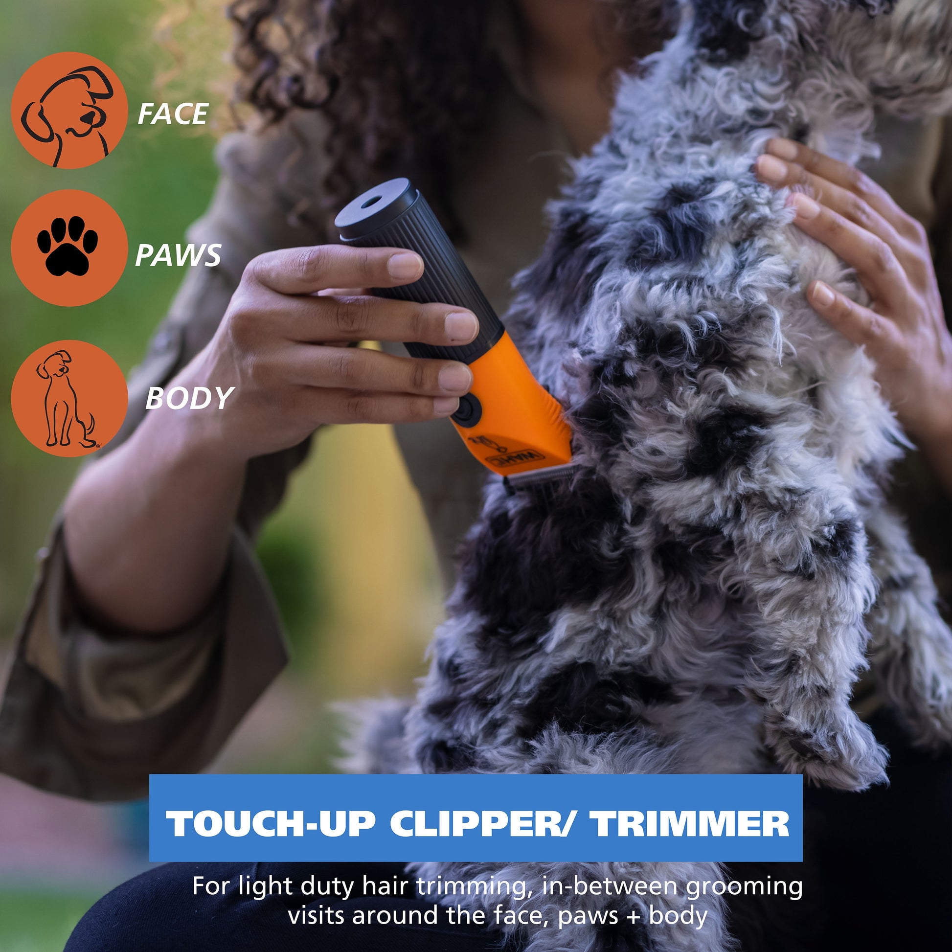 Touch up Battery Powered Pet Dog Clipper-Trimmer, Orange/Black - 70008