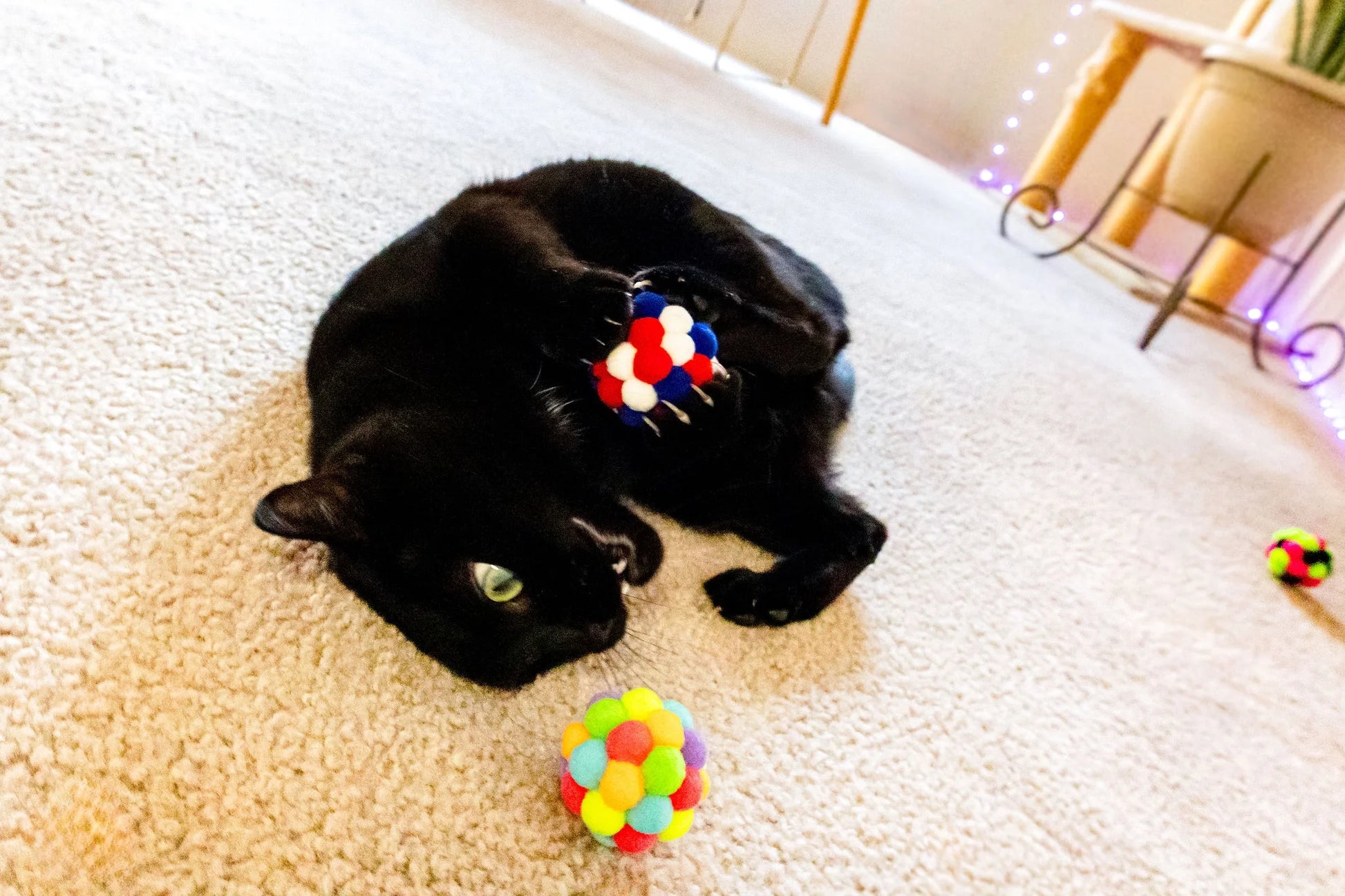 (6 Pack)  Pom Pom Cat Toy, Assorted Colors