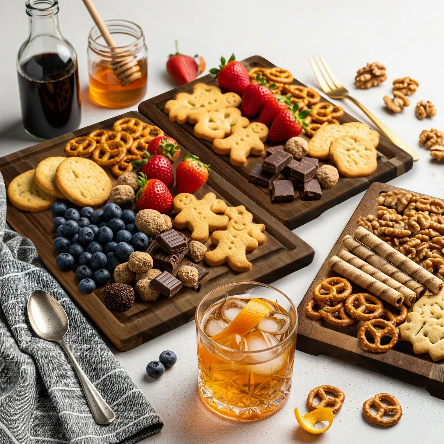 Acacia Wood Cutting Board, Cutting Board Set of 3 with Juice Groove, Wooden Chopping Boards for Kitchen, for Meat & Vegetables