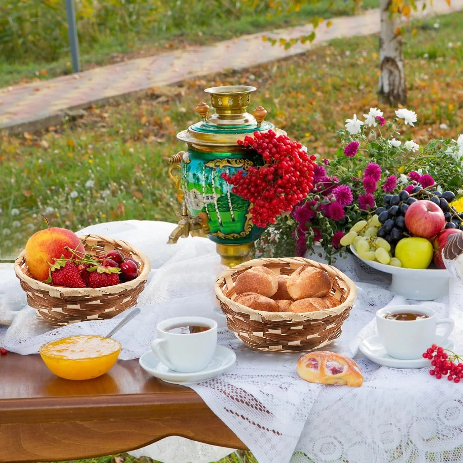 12 Pcs Woven Bread Baskets,Bamboo round Basket Woven Small Baskets for Gifts,Empty Bread Serving Baskets for Food Fruit Woven Bamboo Fruit Tray for Kitchen Restaurant Display Christmas Vegetables