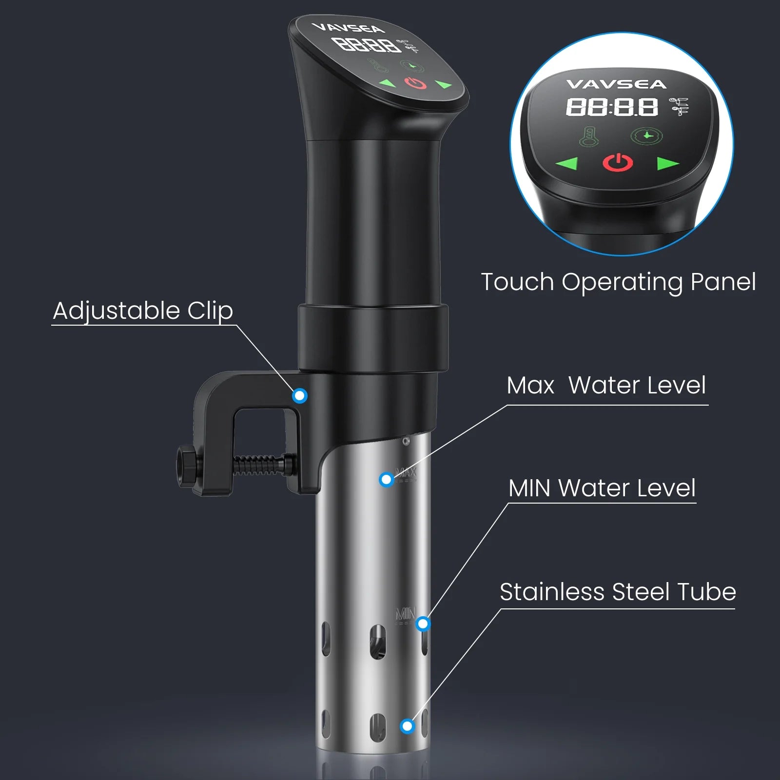 Sous Vide Machines, Precision Cooker, Waterproof Immersion Circulator with Digital Touch Screen and Accurate Temperature Time Control, Sous Vide Device for Home Kitchen