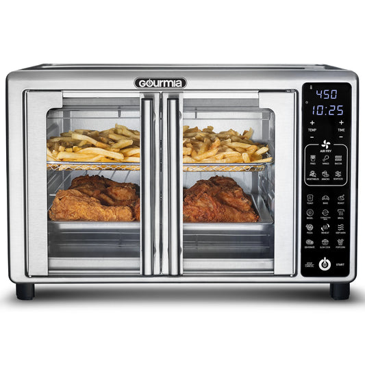 French Door 6-Slice Digital Toaster Oven Air Fryer, 19 One-Touch Presets, 24L, Stainless Steel