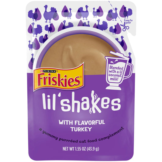 Purina  Lil' Shakes Wet Puree Cat Food Topper, Flavorful Turkey, 1.55 Oz Pouch