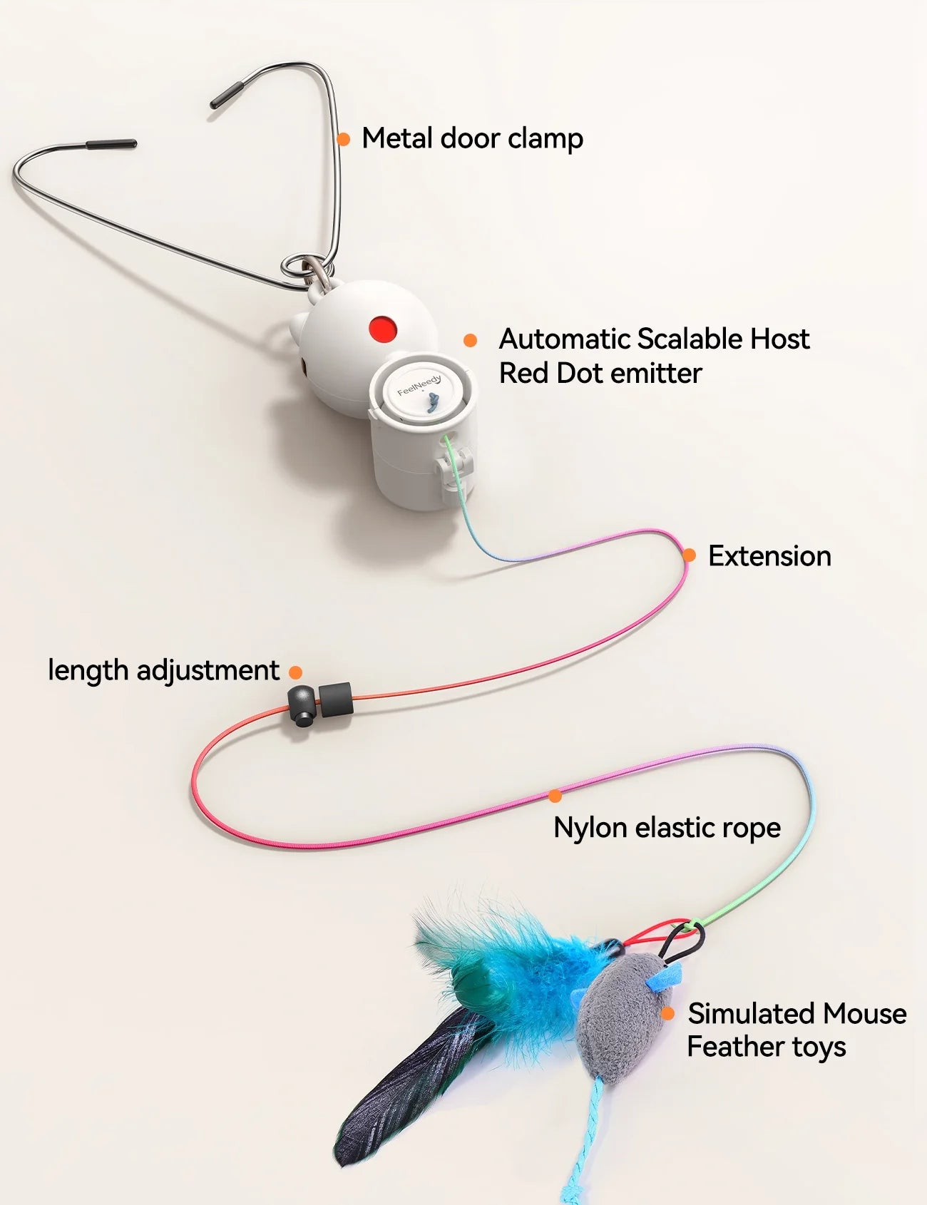 2-in-1 Automatic Laser Teaser Cat Toy for Indoor Cats, USB Rechargeable Interactive Self-Play Device, White