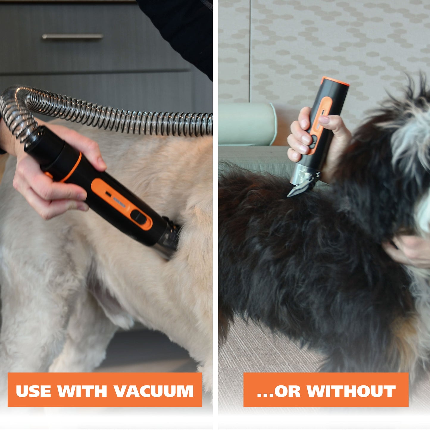 Dog Pet Groom and Vacuum Hose and Attachments, 2 Speeds, 14 Piece, Rechargeable Lithium 3026956
