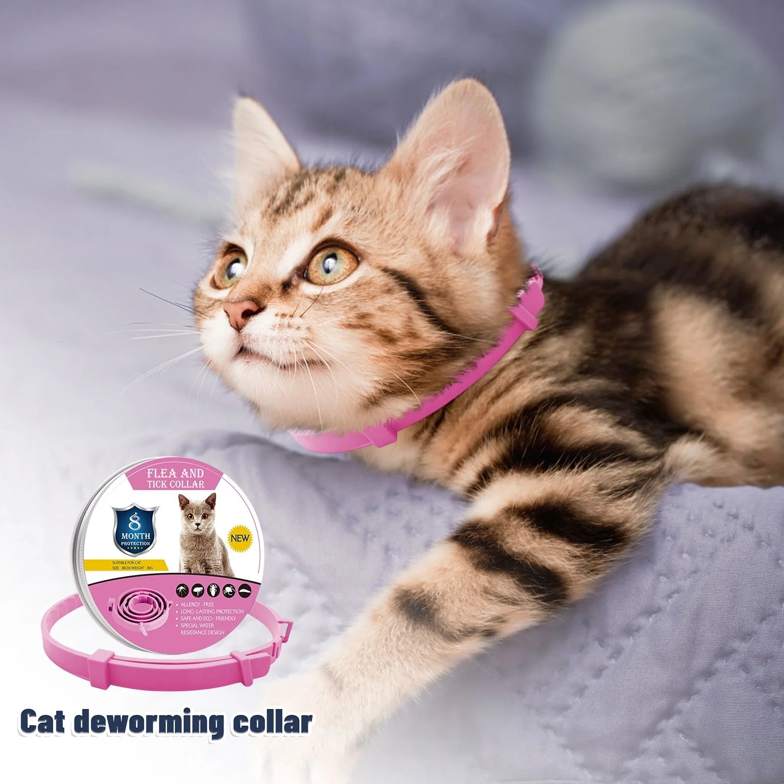 Adjustable Calming Collar for Cats - Long-Lasting Anxiety Relief and Protection for Neck Sizes up to 14.96