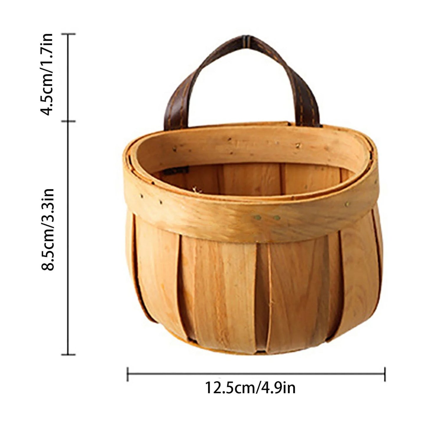 Bread Basket,Wood Chip Picnic Basket with Handle, Handmade Woven Fruits Vegetable Storage Basket Holder for Storage Gift Flower Wedding Serving Kitchen Cabinet Organizer,Khaki,4.9*5 Inch
