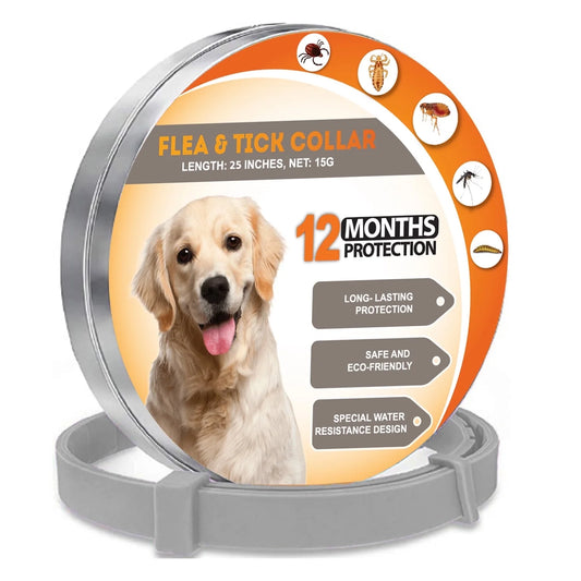 12-Month Adjustable Natural Herbal Dog Collar - 25” for All Breeds - Durable Essential Oils Protection - Waterproof and Comfortable Design