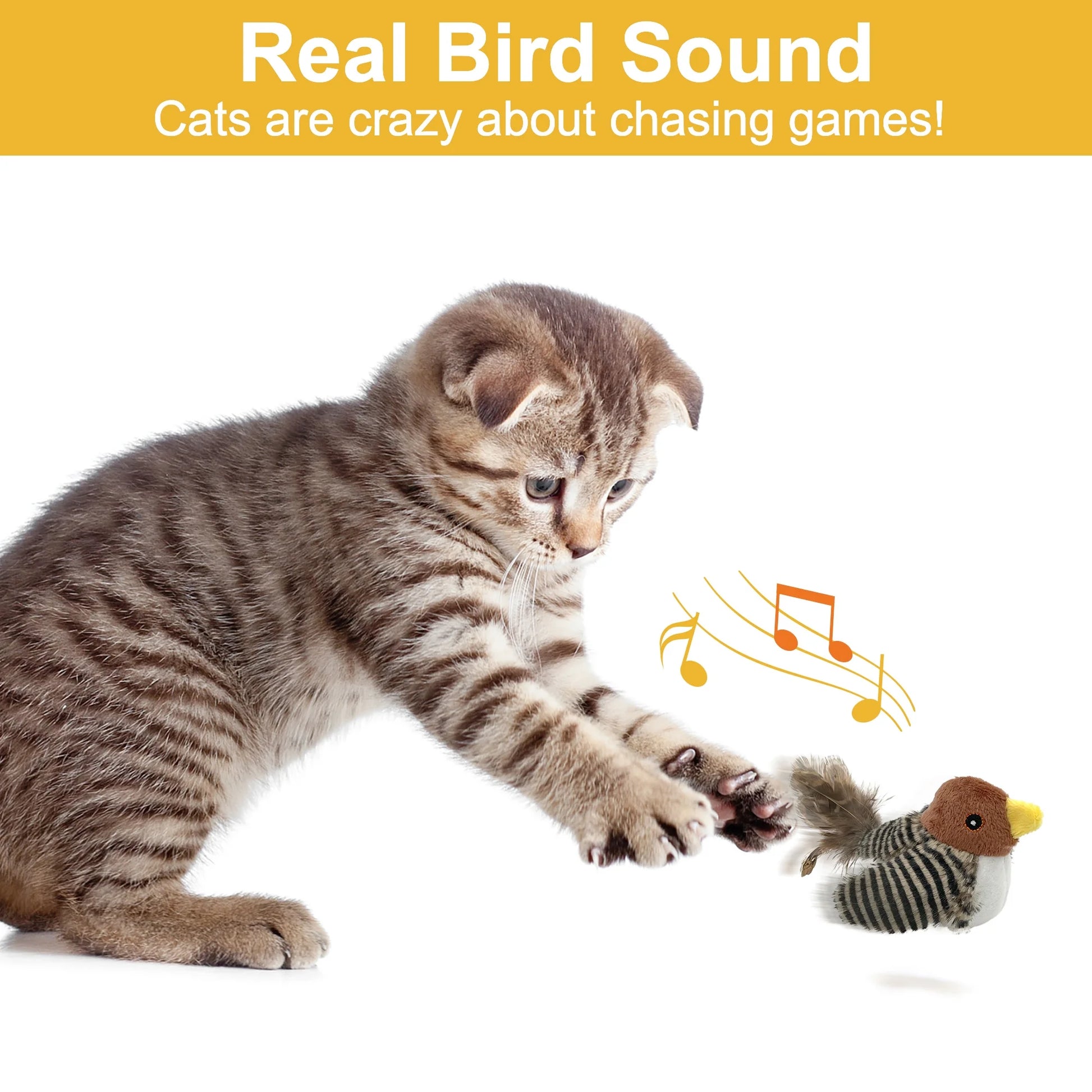 1PCS Cat Toys Chirping Birds with Catnip Silvervine, Interactive Cat Kicker, Lifelike Birdie Tweets, Indoor Play Feather Chew Kitty Kitten Exercise Pet Toys