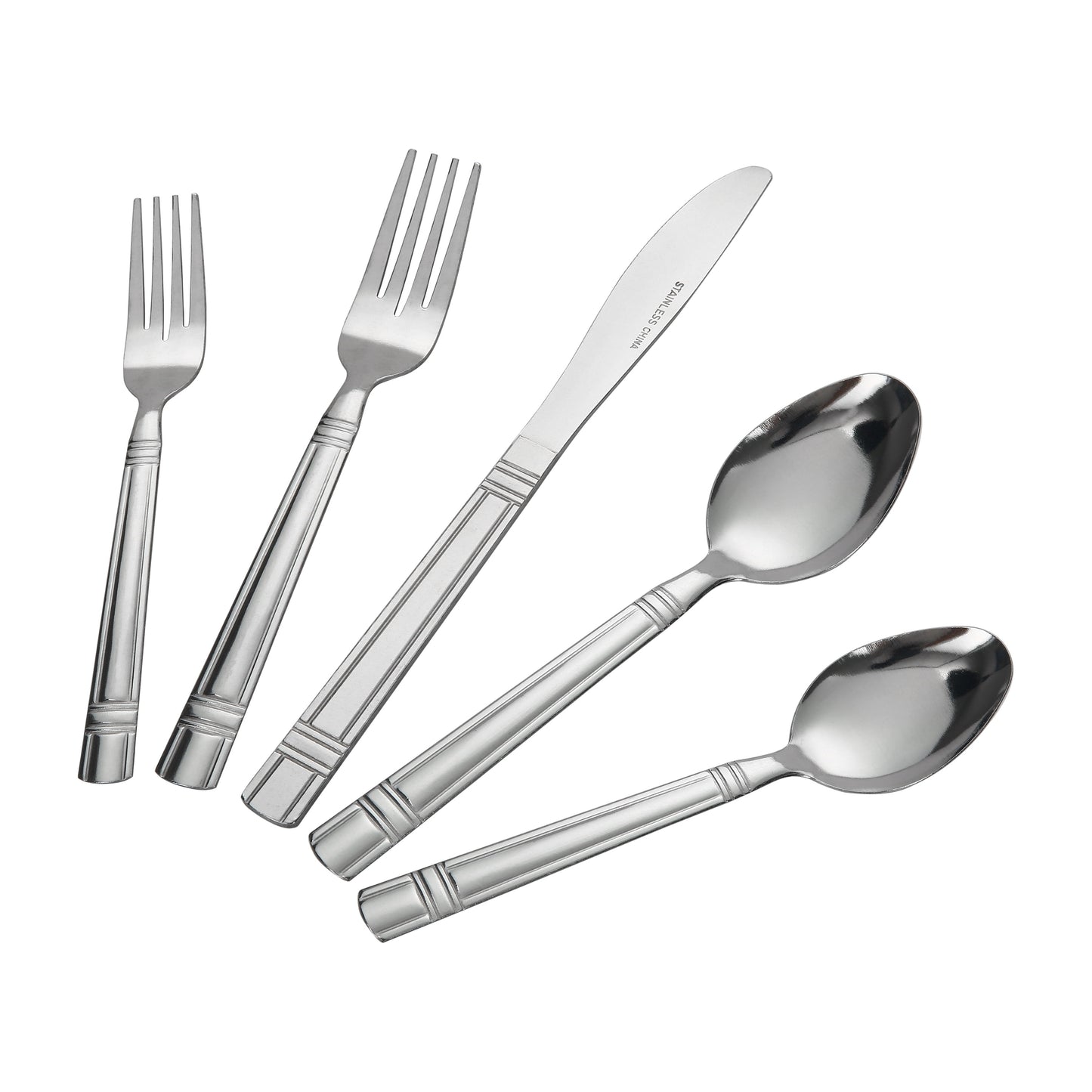 49 Piece Elena Adult Stainless Steel Flatware and Organizer Tray Value Set Silver, Service for 8