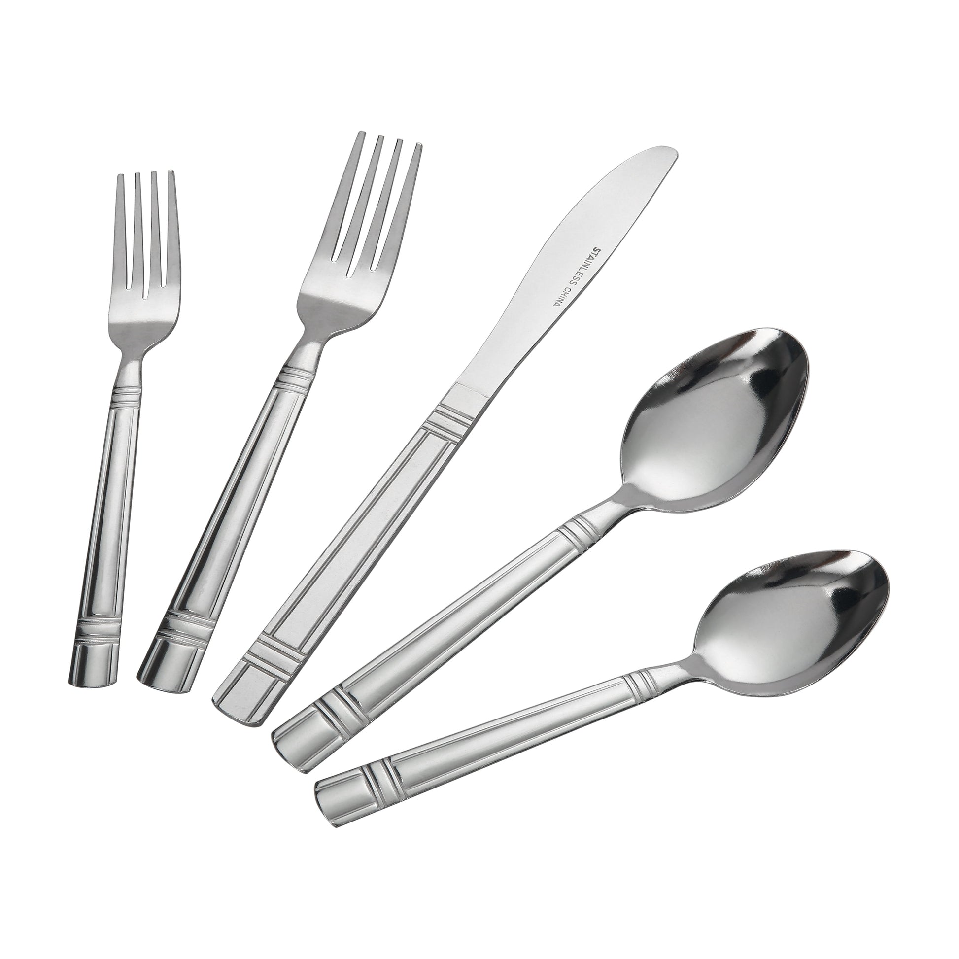 49 Piece Elena Adult Stainless Steel Flatware and Organizer Tray Value Set Silver, Service for 8