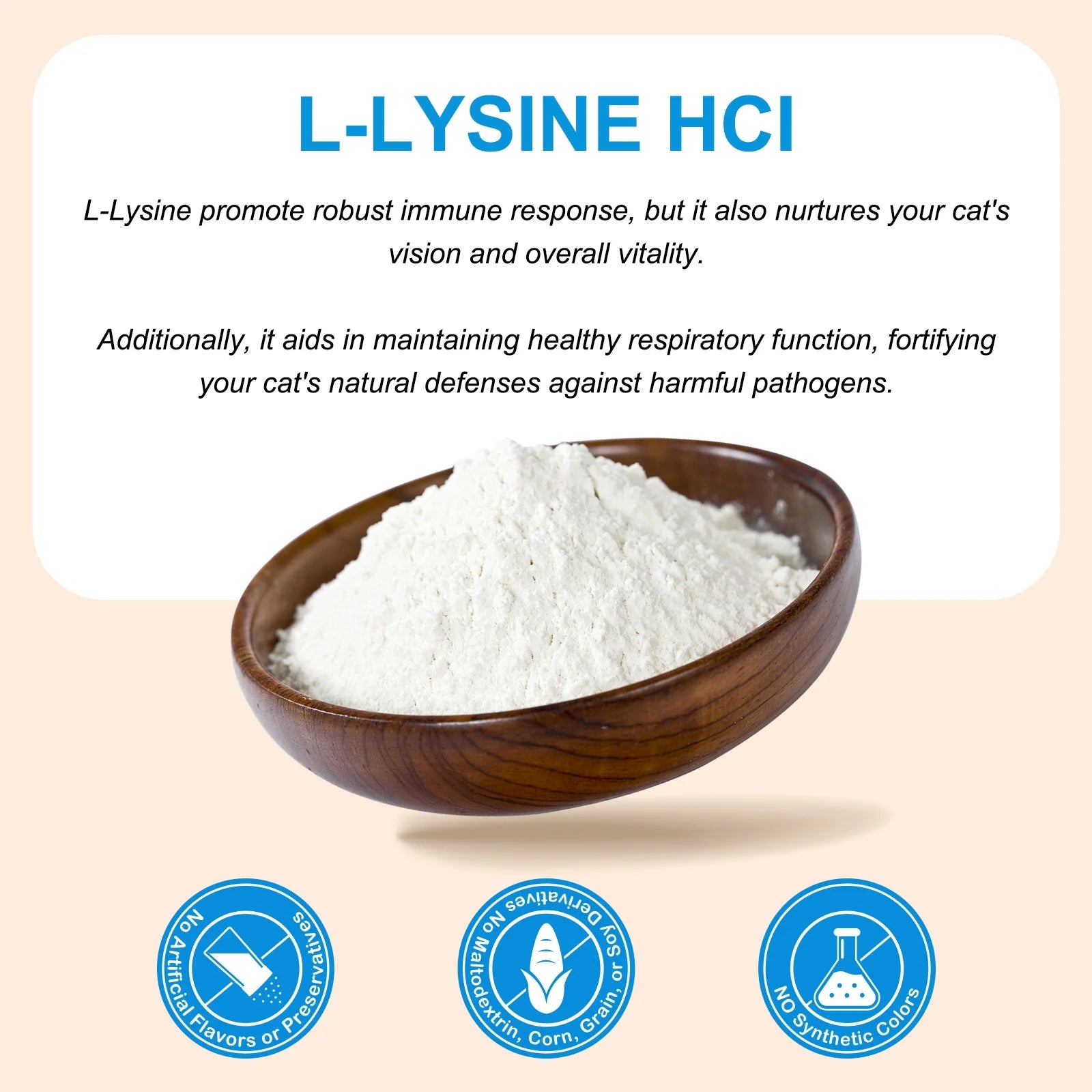 L-Lysine Powder for Cats, Cat L-Lysine Supplement Powder for Sneezing and Runny Nose, Cat Cold, Cat Immune Support, Eye Function & Respiratory Health 120G (Salmon Flavor)