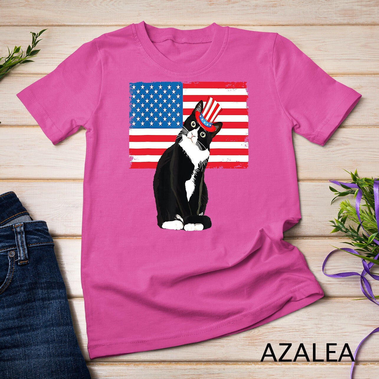 Tuxedo Cat 4Th of July Hat Patriotic Gift Adults Kids T-Shirt Unisex T-Shirt