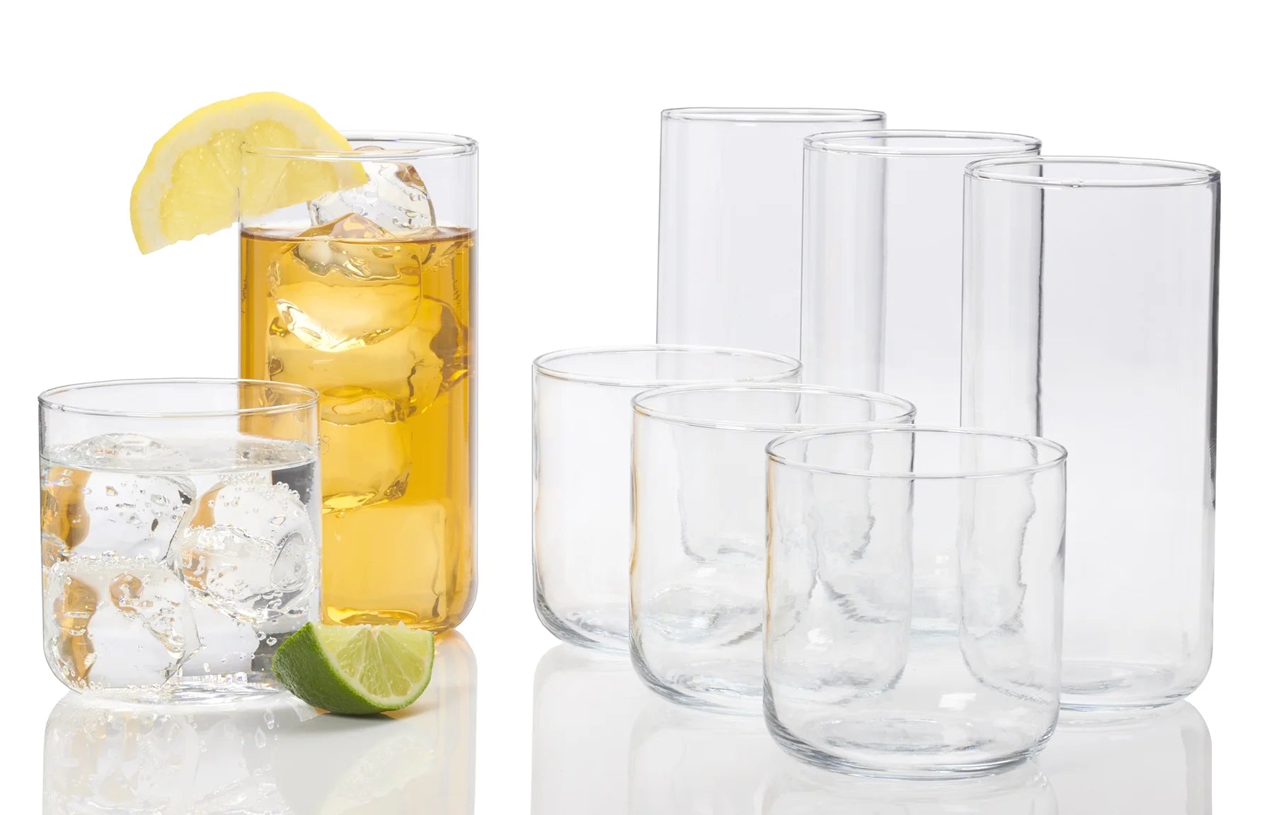 Brooks Glass Drinkware, 12.5 Ounce & 18 Ounce, Set of 8