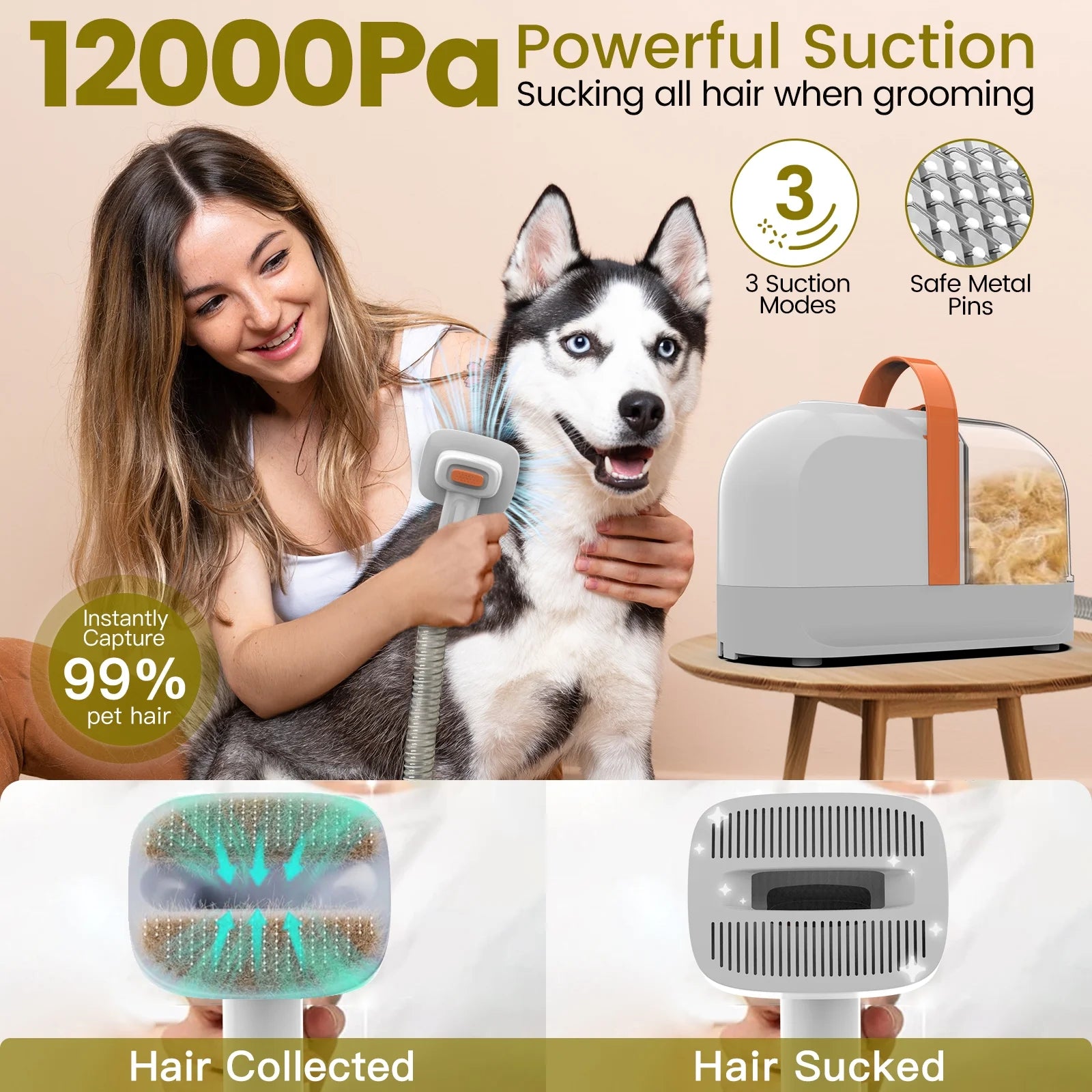 Dog Grooming Kit & Vacuum, Dog Vacuum for Shedding Grooming, Low Noise, for Dogs Cats Pet Hair & Home Car Cleaning