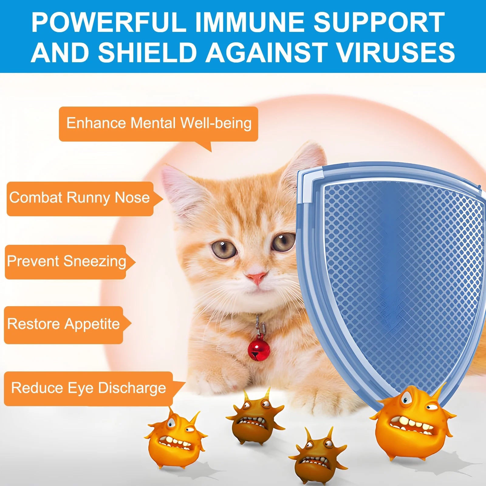 L-Lysine Powder for Cats, Cat L-Lysine Supplement Powder for Sneezing and Runny Nose, Cat Cold, Cat Immune Support, Eye Function & Respiratory Health 120G (Salmon Flavor)