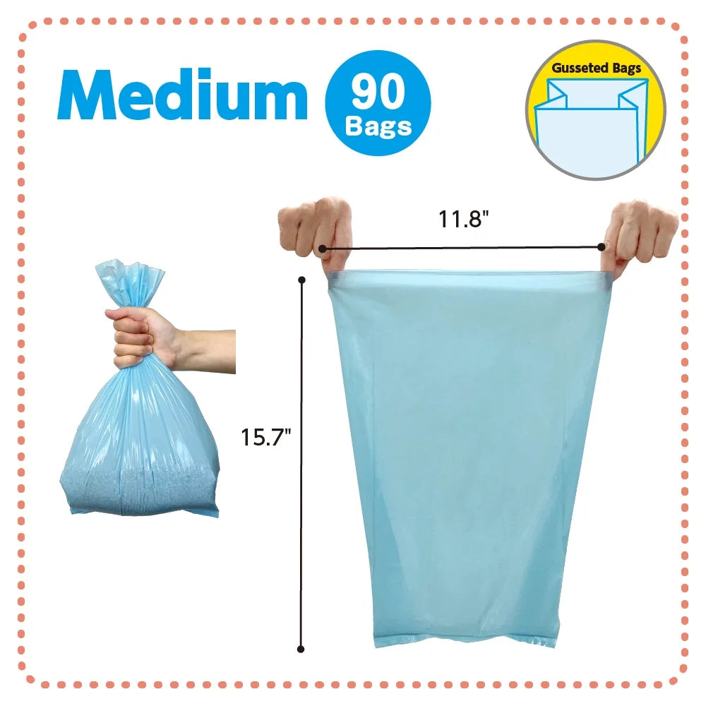 Odor-Sealing Cat Waste Disposal Bags - 90 Scent-Free Bags for Pet Waste and Litter Management