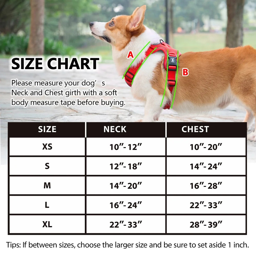 Reflective Dog Harness,Soft Breathable Mesh Pet Walking Pet Harness Choke-Free Adjustable Neck ,Red S