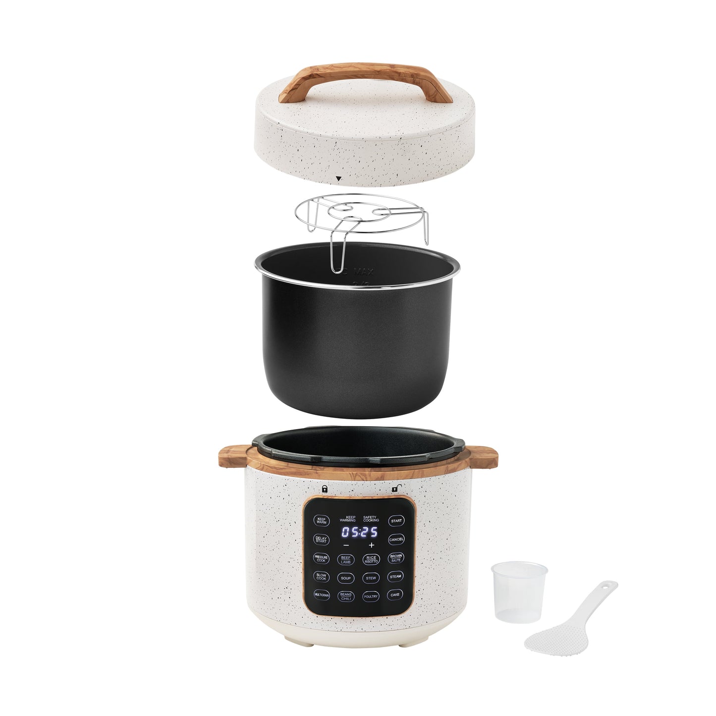 Linen Speckle 6-Quart Pressure Cooker with Touch Control Display