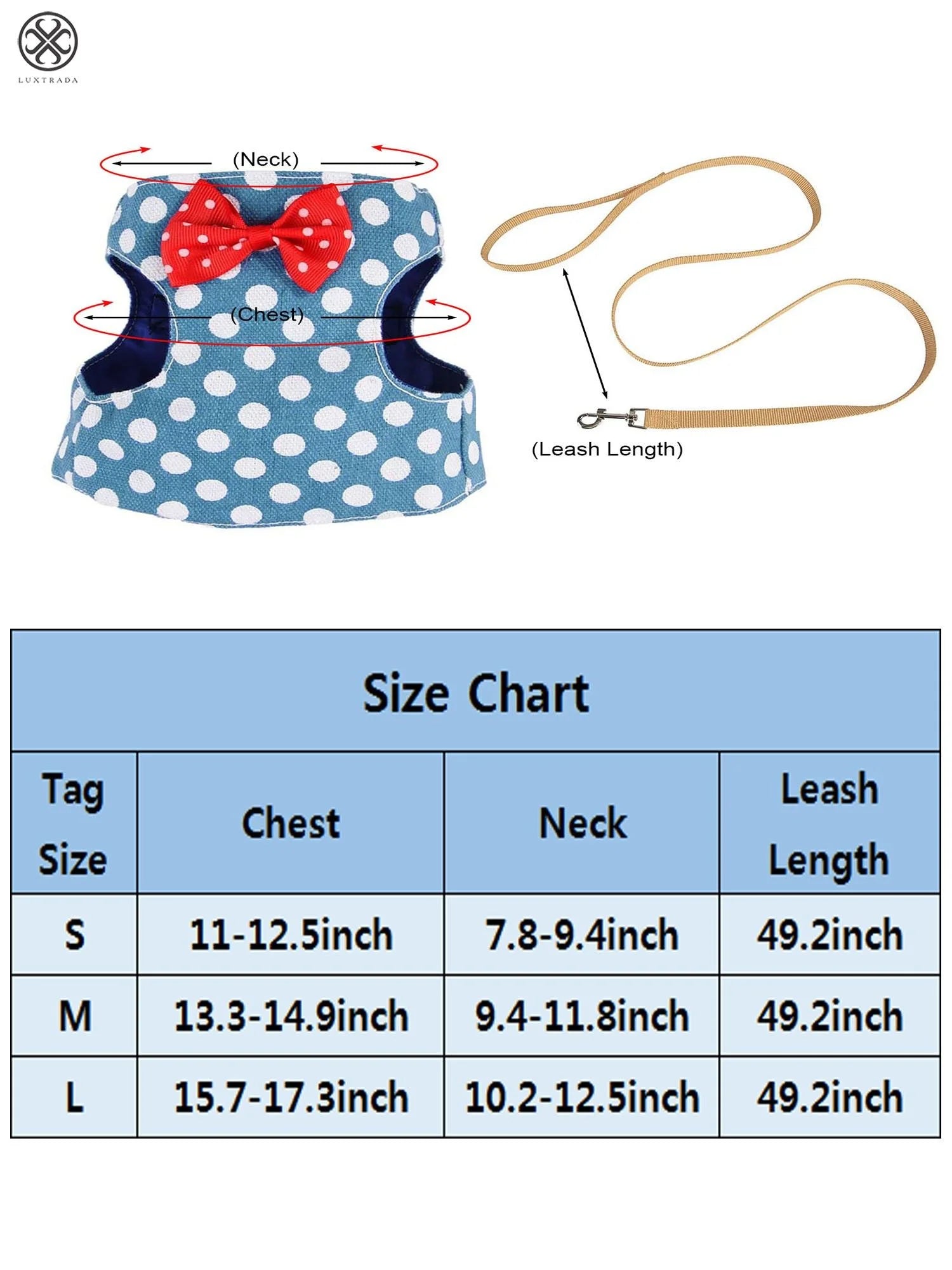 Adjustable Cat Harness and Leash Set - Escape Proof Soft Vest for Small to Medium Cats with 49-Inch Leash