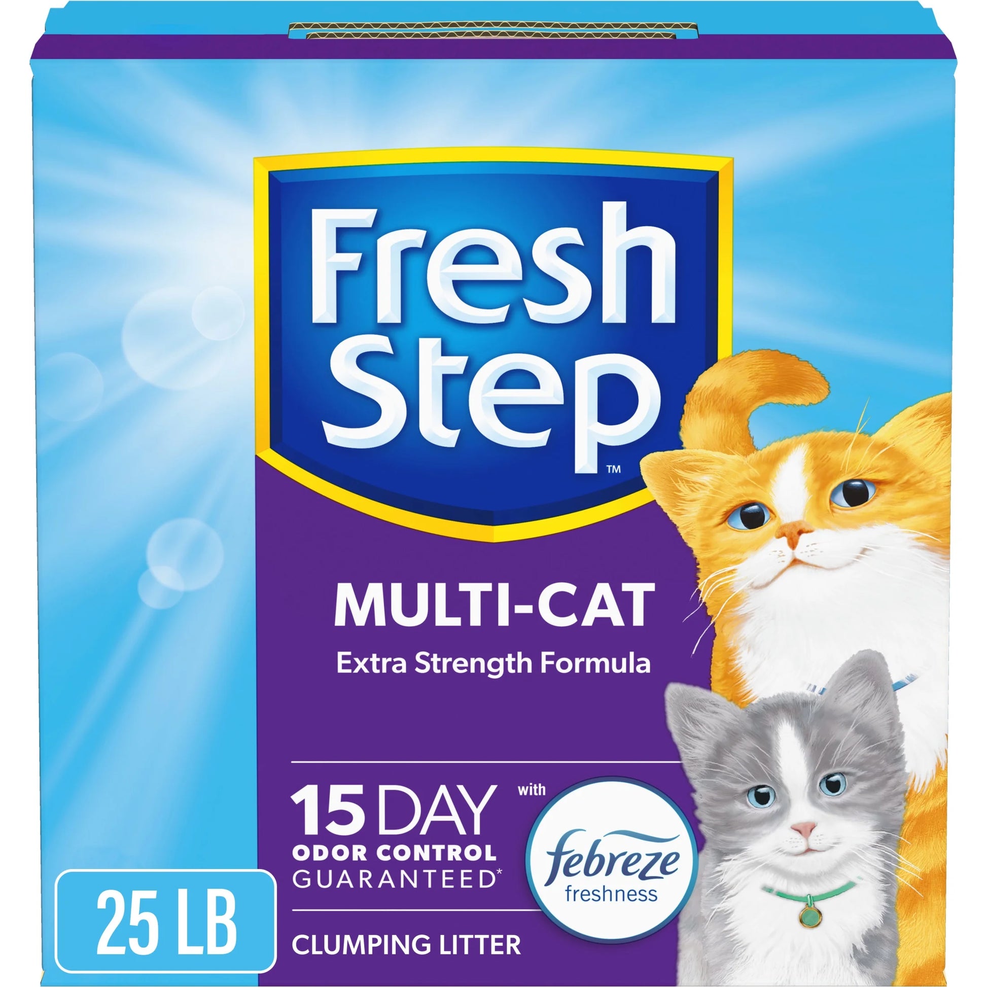 Multi-Cat Extra Strength Clumping Cat Litter with Febreze, 25 Lbs