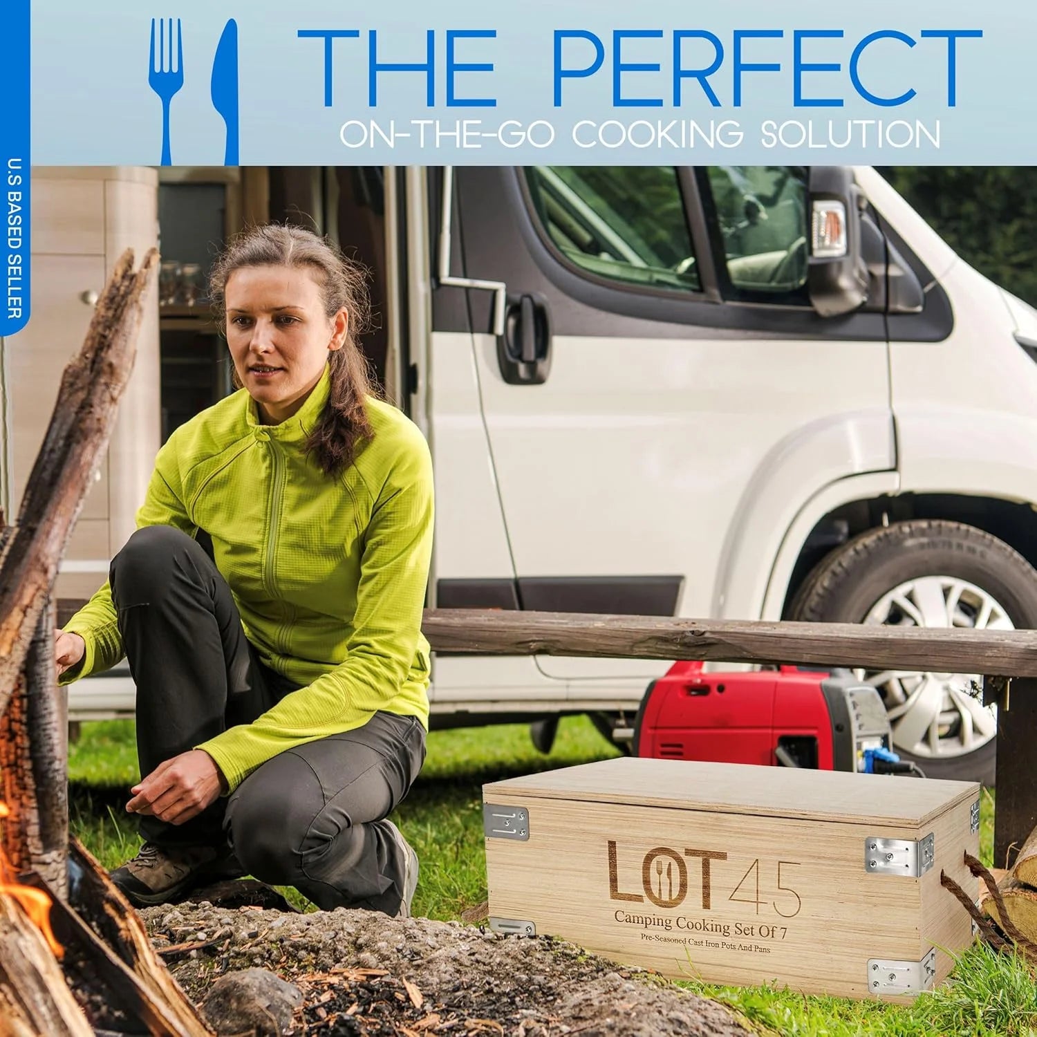 Pre-Seasoned Dutch Oven Camping Cooking Set Cookware - Cast Iron Griddle, 4Qt Dutch Oven, Griddle Pan, Frying Pan, Pre-Seasoned Cast Iron Camping Cooking Set with Storage