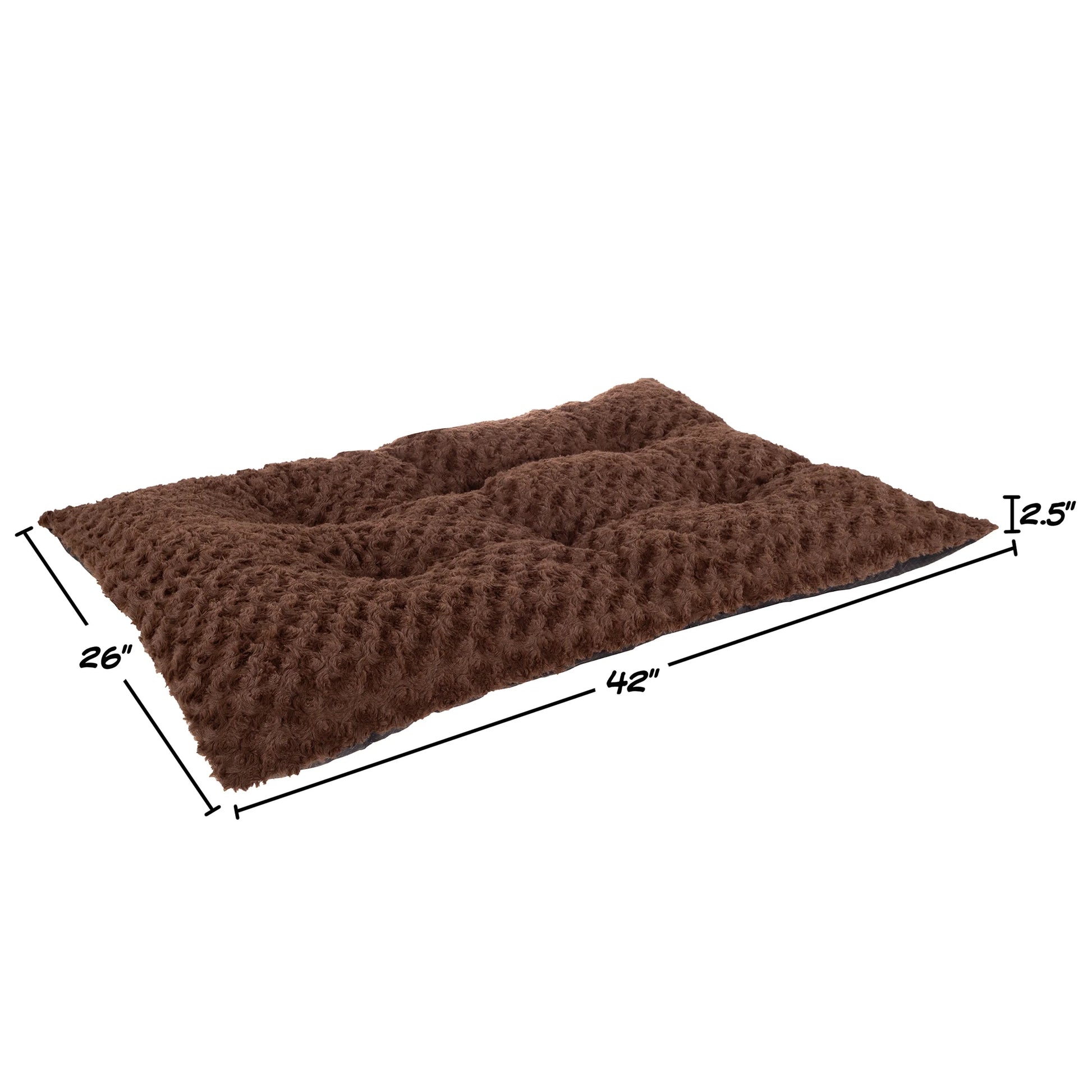 42X26 Dog Bed with Faux Fur Top and Non-Slip Bottom, Brown