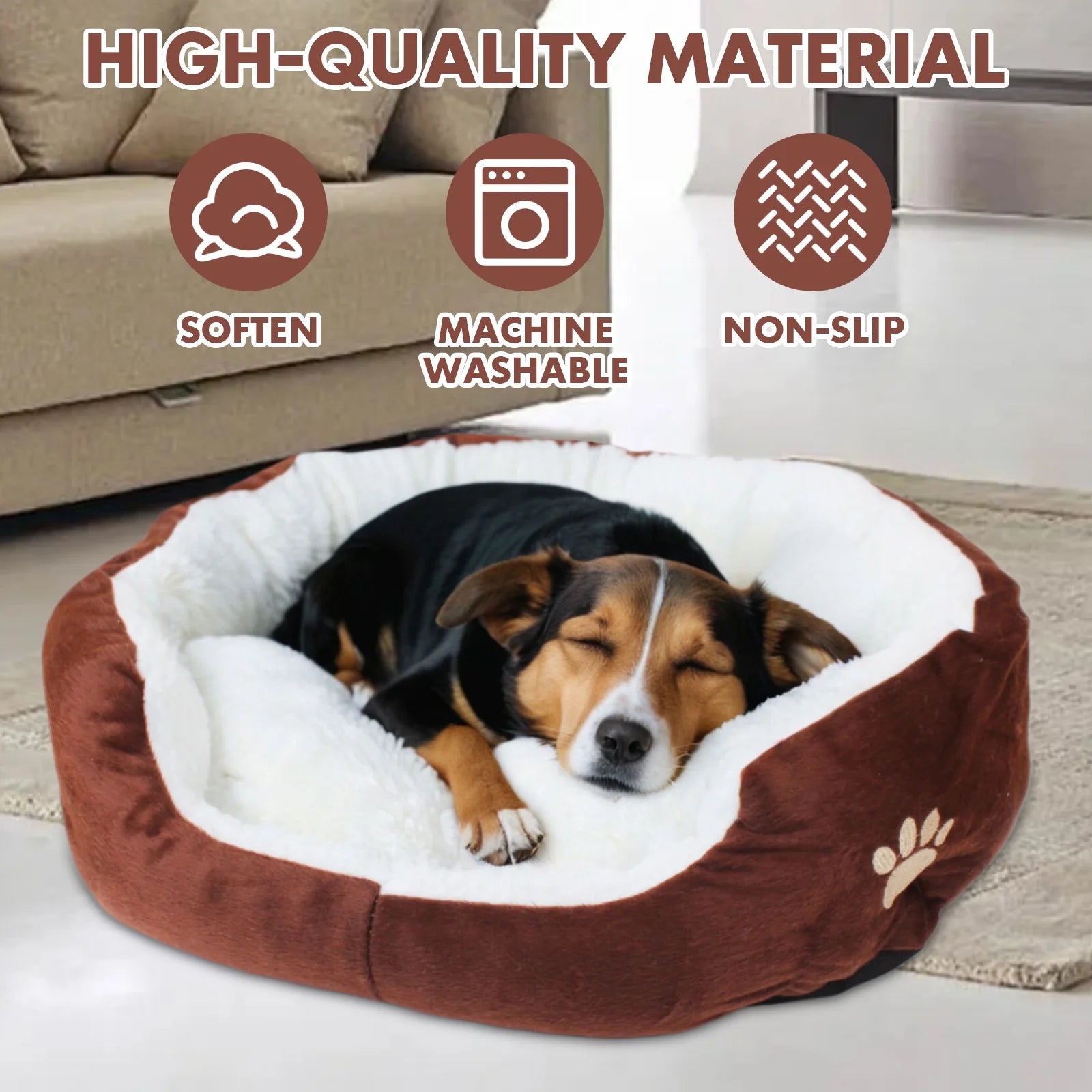 Dog Beds for Small Dogs Puppy Bed Pet Cats Bed with Removable Cushion for Indoor Cats Dogs, Brown