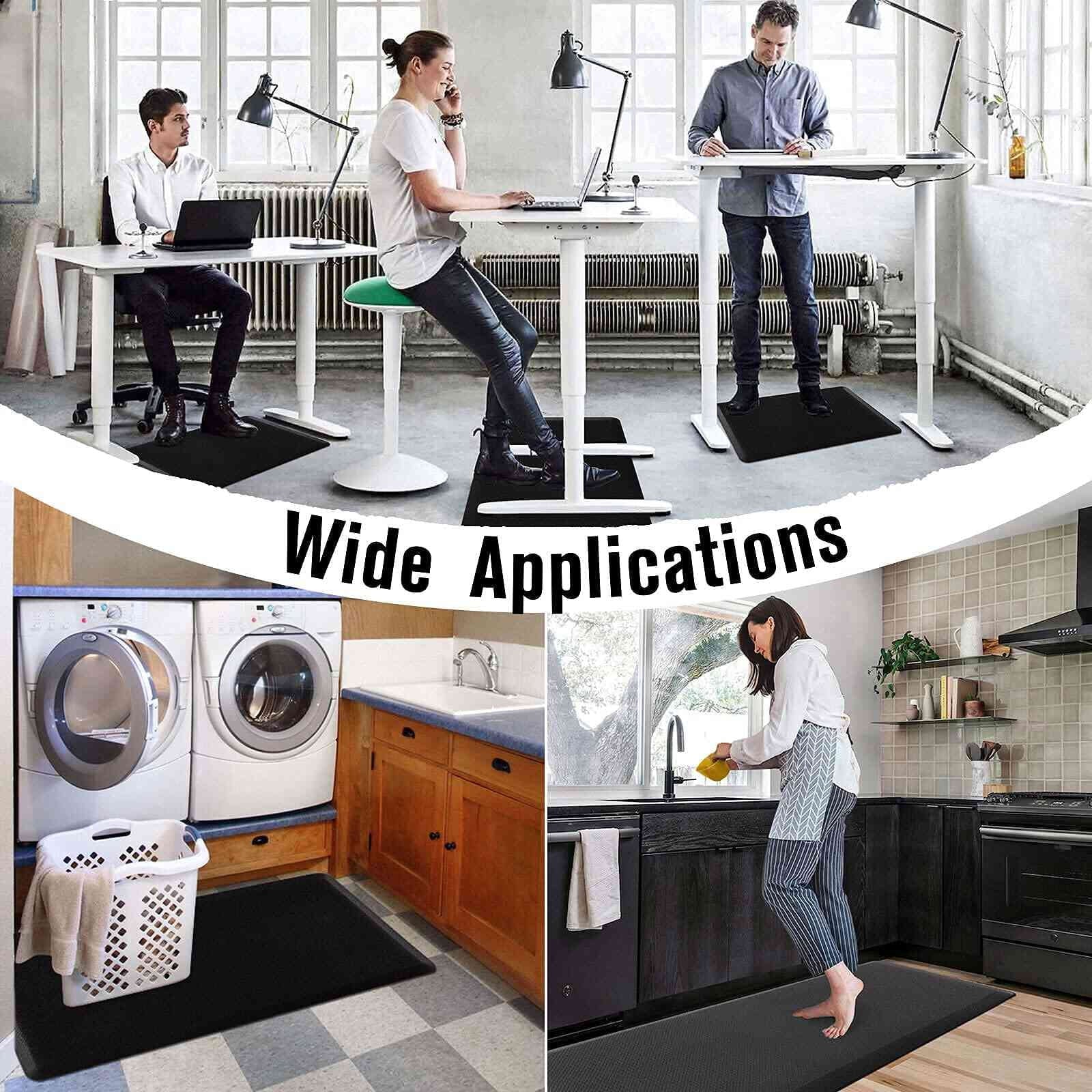 Anti-Fatigue Floor Mat Cushioned Kitchen Comfort Mat, Waterproof Non-Slip Standing Desk Foam Mats and Rugs, Black, 17.3"X39"