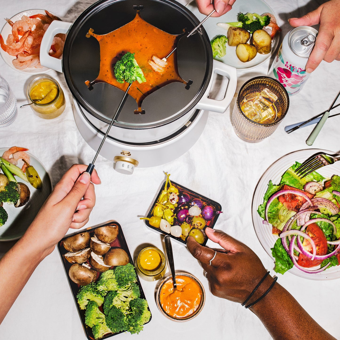 3 Qt Electric Fondue Set with Bonus 2 Qt Ceramic Pot, White Icing by Drew Barrymore