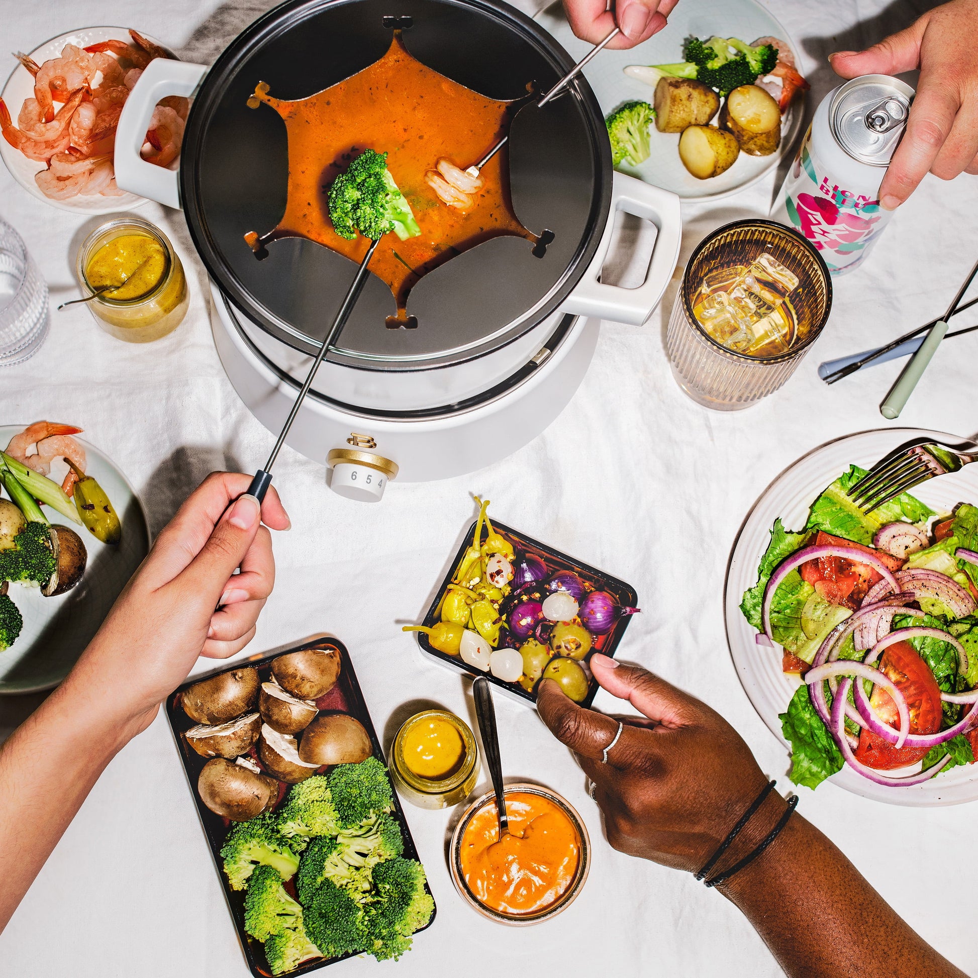 3 Qt Electric Fondue Set with Bonus 2 Qt Ceramic Pot, White Icing by Drew Barrymore