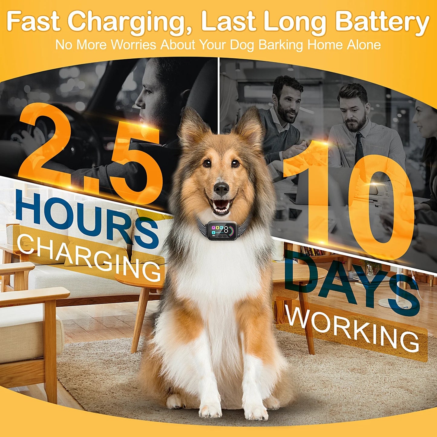 Rechargeable Smart Bark Collar Set for Dogs - 2 Pack Adjustable Anti-Barking Training Collars with 8 Sensitivity Levels and Beep Function