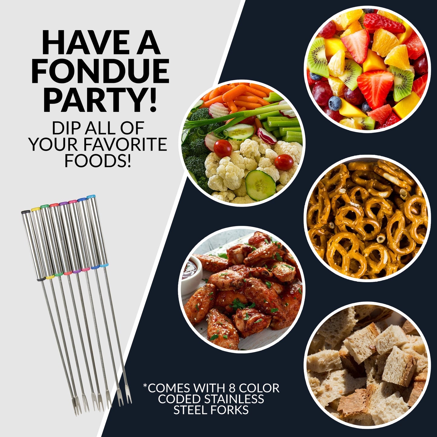 HCFP8SS 8-Cup Electric Fondue Set, Stainless Steel