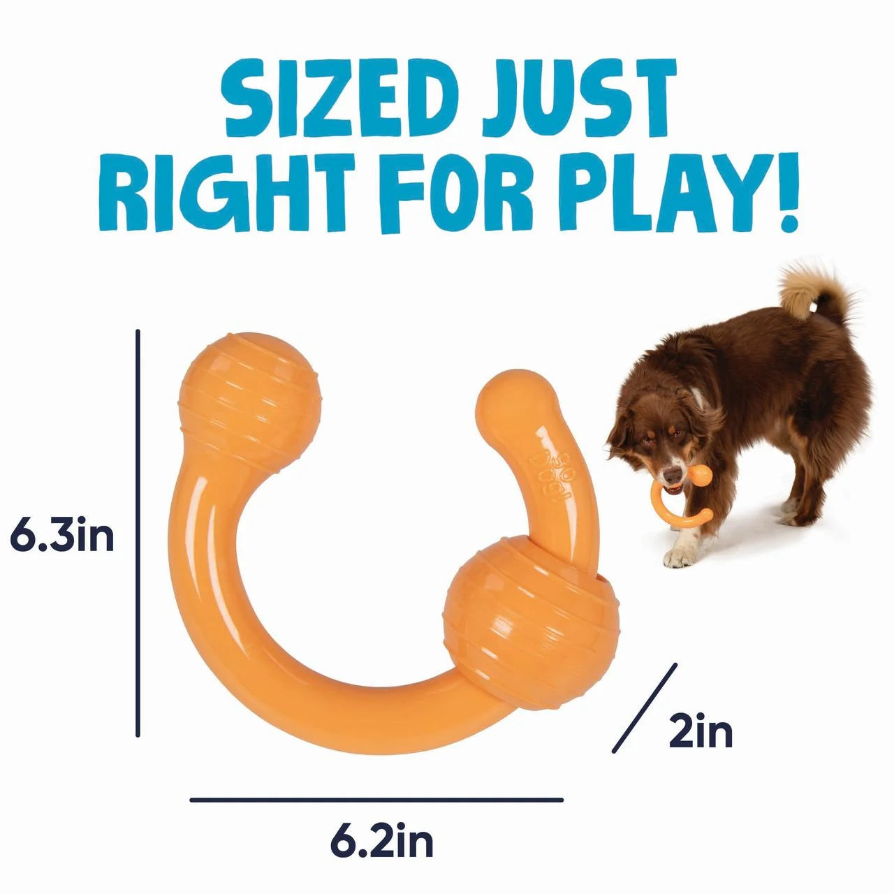 Looper Dog Toy with Chew Guard Technology - Durable, Tough, and Squeaky - Small Size, Orange
