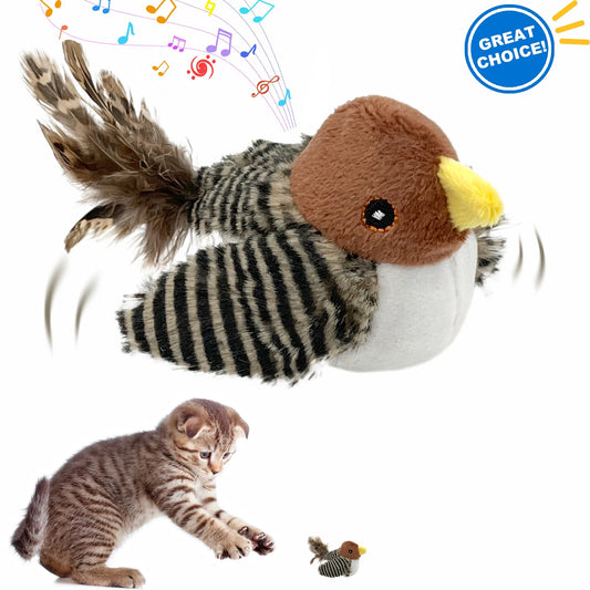 1PCS Cat Toys Chirping Birds with Catnip Silvervine, Interactive Cat Kicker, Lifelike Birdie Tweets, Indoor Play Feather Chew Kitty Kitten Exercise Pet Toys