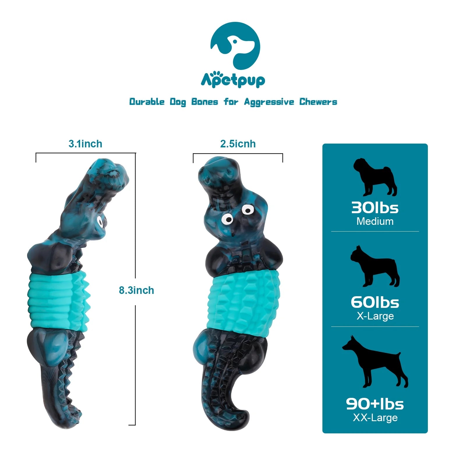 Indestructible Dog Toys for Aggressive Chewers - Durable Chewing Toys for Large Breeds, Blue